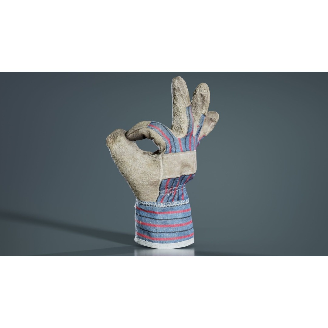 Gloved Hand 3D Model – Low Poly Character Asset, PBR Textures - View 3