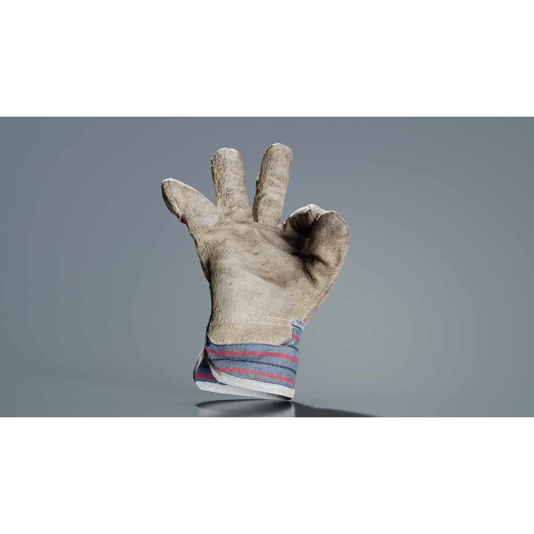 Gloved Hand 3D Model – Low Poly Character Asset, PBR Textures - View 4