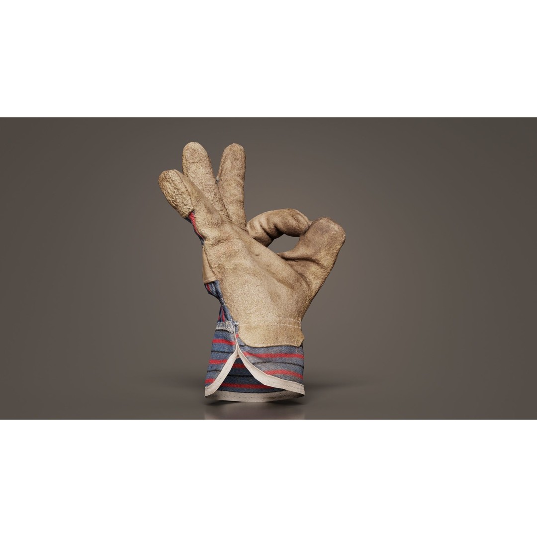 Gloved Hand 3D Model – Low Poly Character Asset, PBR Textures - View 8
