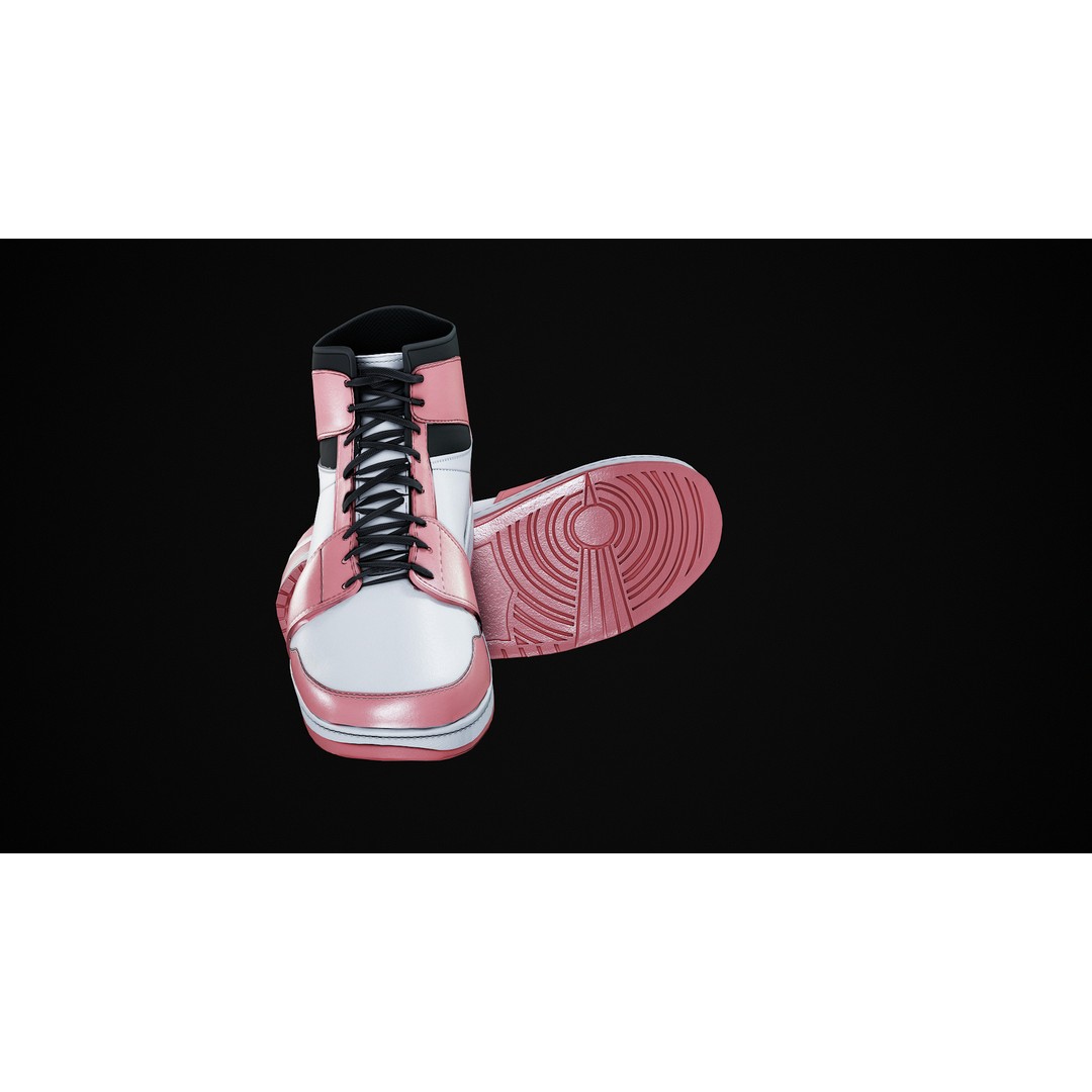 Nike Air Jordan 1 Mid 3D Model – Low-Poly Game Asset, FBX, OBJ, Blender