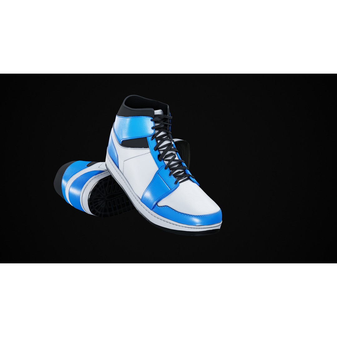 Nike Air Jordan 1 Mid 3D Model – Low-Poly Game Asset, FBX, OBJ, Blender - View 20