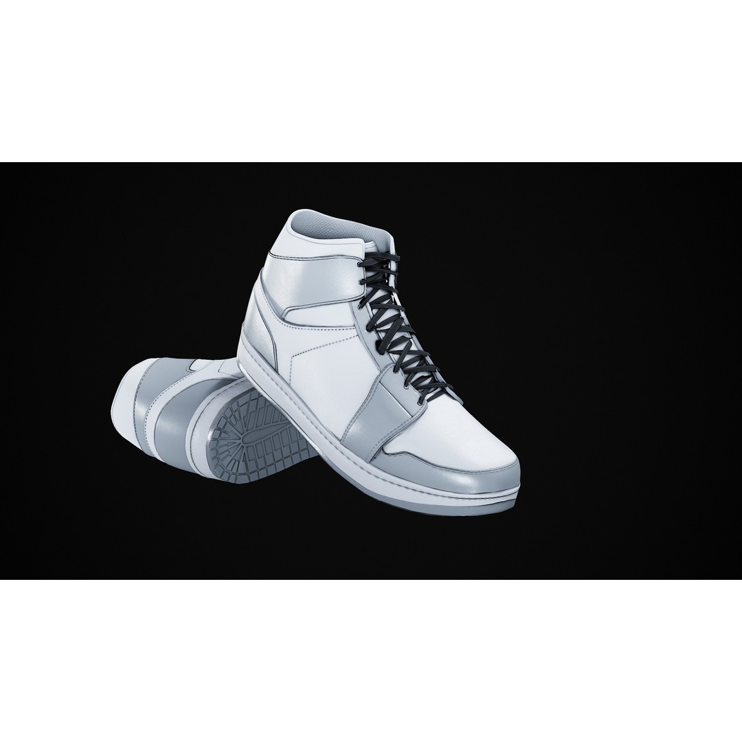 Nike Air Jordan 1 Mid 3D Model – Low-Poly Game Asset, FBX, OBJ, Blender - View 22