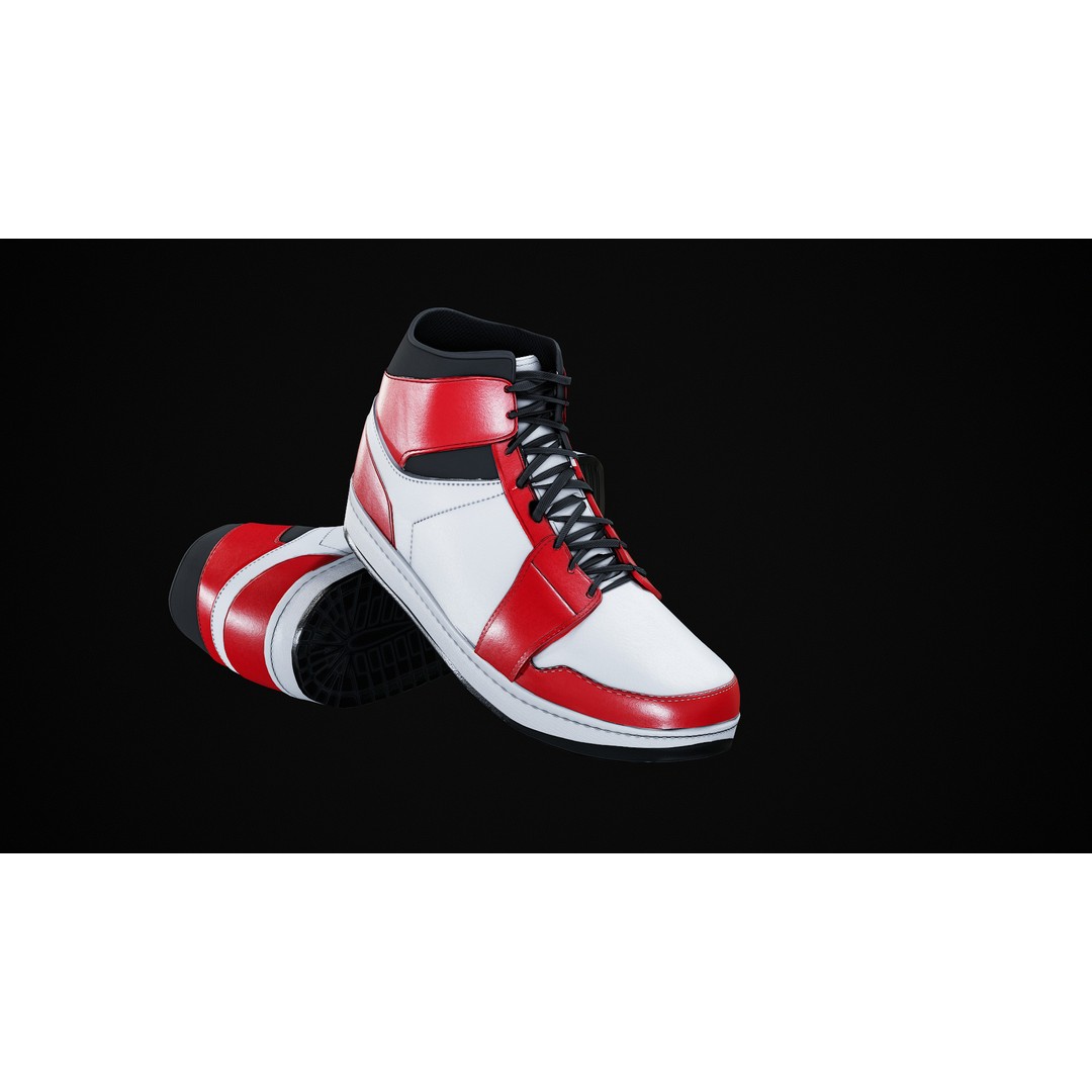 Nike Air Jordan 1 Mid 3D Model – Low-Poly Game Asset, FBX, OBJ, Blender - View 23