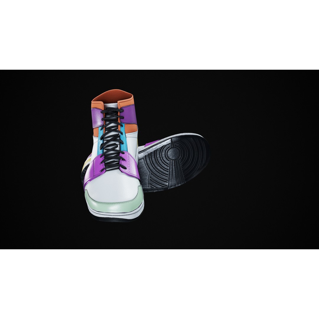 Nike Air Jordan 1 Mid 3D Model – Low-Poly Game Asset, FBX, OBJ, Blender - View 24
