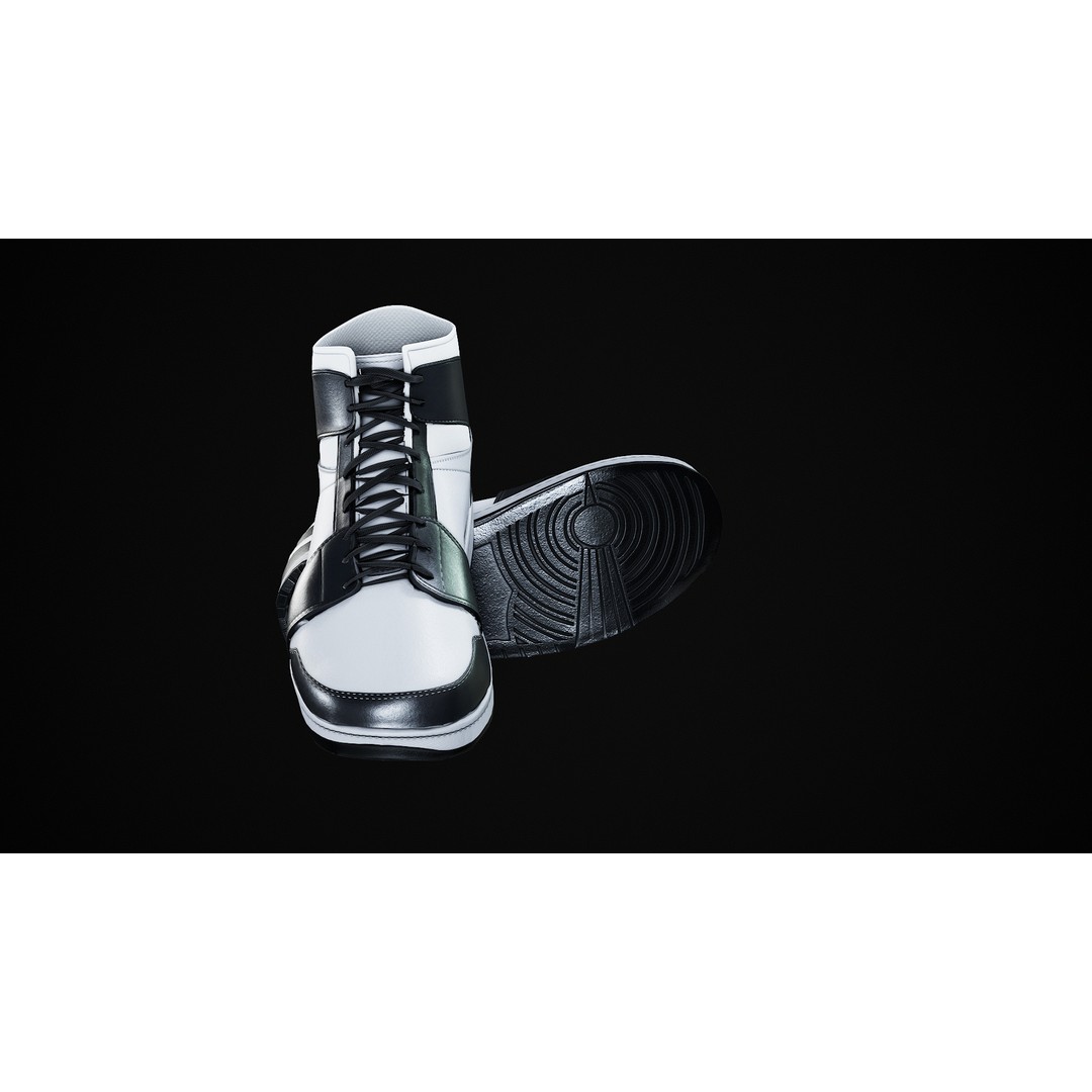 Nike Air Jordan 1 Mid 3D Model – Low-Poly Game Asset, FBX, OBJ, Blender - View 25