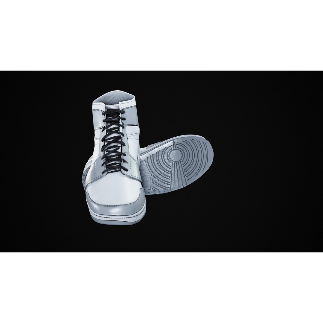 Nike Air Jordan 1 Mid 3D Model – Low-Poly Game Asset, FBX, OBJ, Blender - View 26