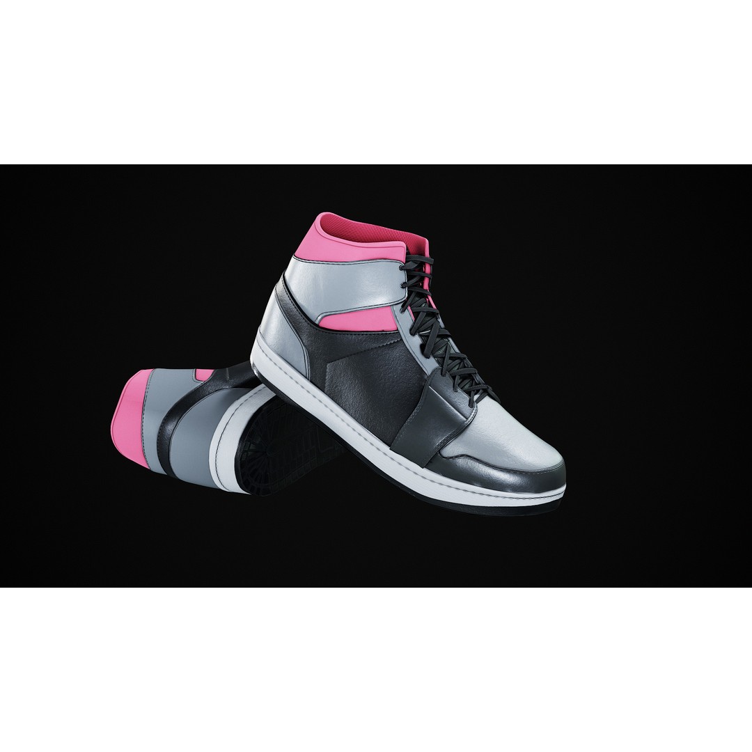 Nike Air Jordan 1 Mid 3D Model – Low-Poly Game Asset, FBX, OBJ, Blender - View 27