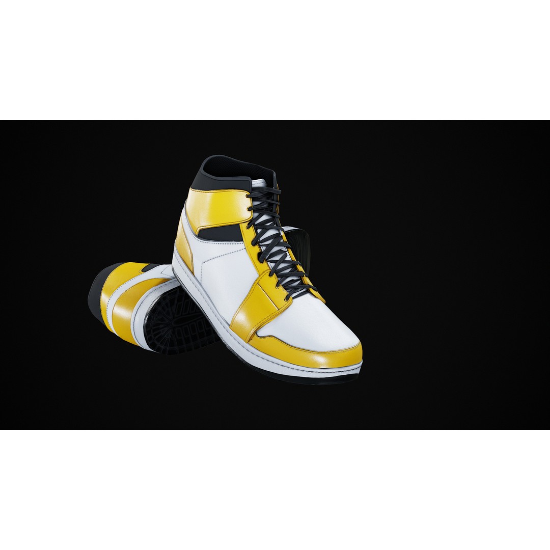 Nike Air Jordan 1 Mid 3D Model – Low-Poly Game Asset, FBX, OBJ, Blender - View 28