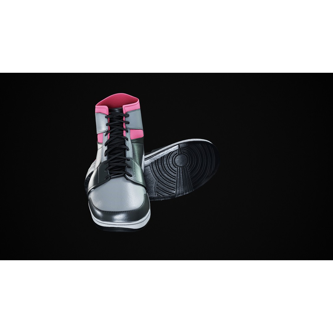 Nike Air Jordan 1 Mid 3D Model – Low-Poly Game Asset, FBX, OBJ, Blender - View 29