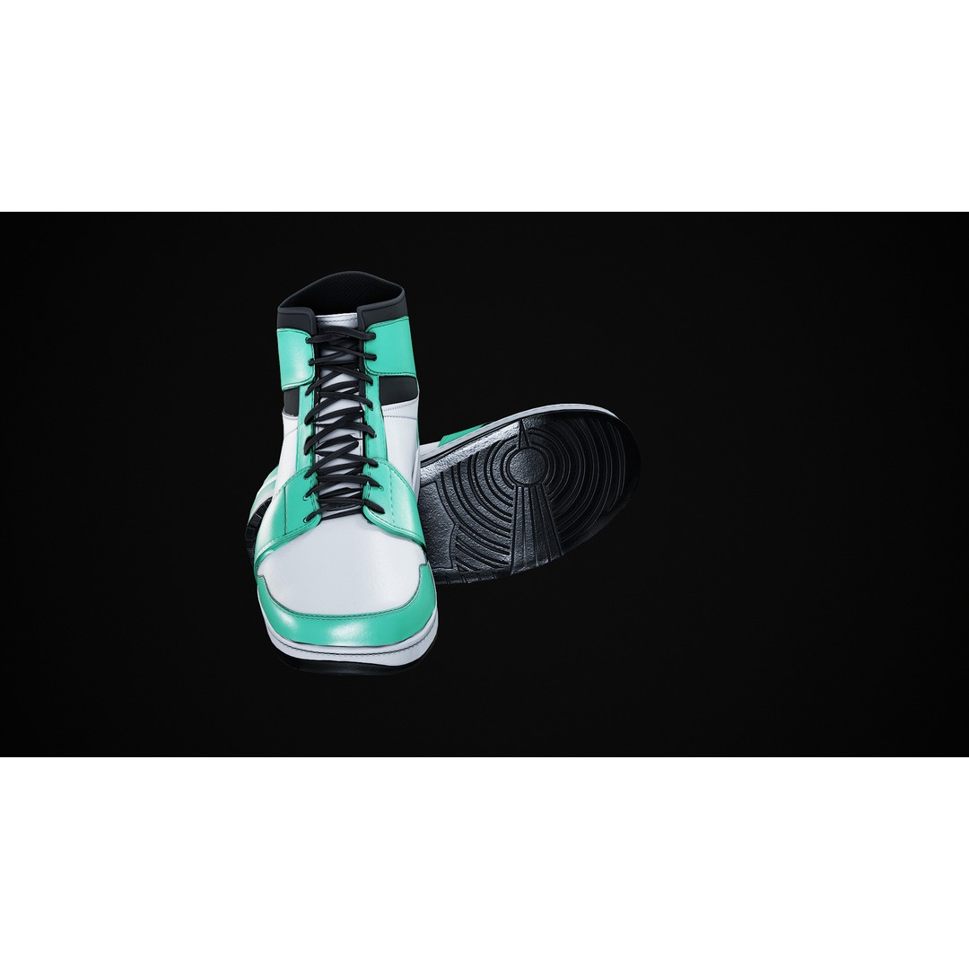 Nike Air Jordan 1 Mid 3D Model – Low-Poly Game Asset, FBX, OBJ, Blender - View 30