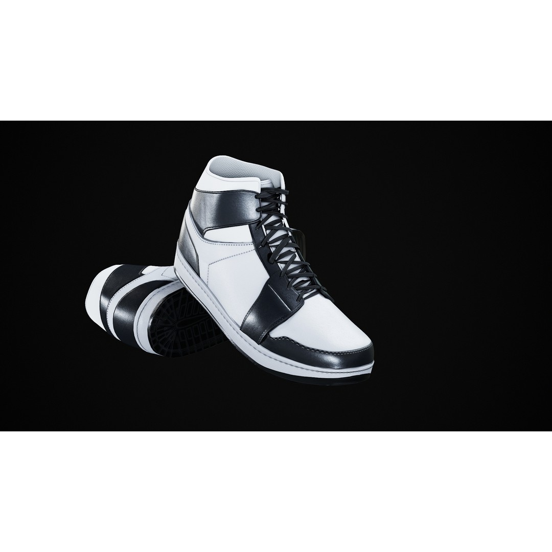 Nike Air Jordan 1 Mid 3D Model – Low-Poly Game Asset, FBX, OBJ, Blender - View 31