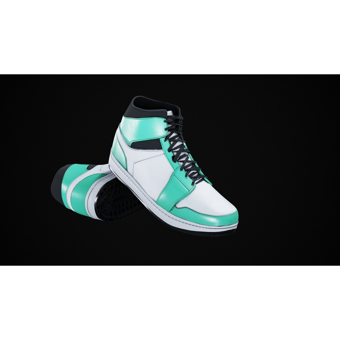 Nike Air Jordan 1 Mid 3D Model – Low-Poly Game Asset, FBX, OBJ, Blender - View 32