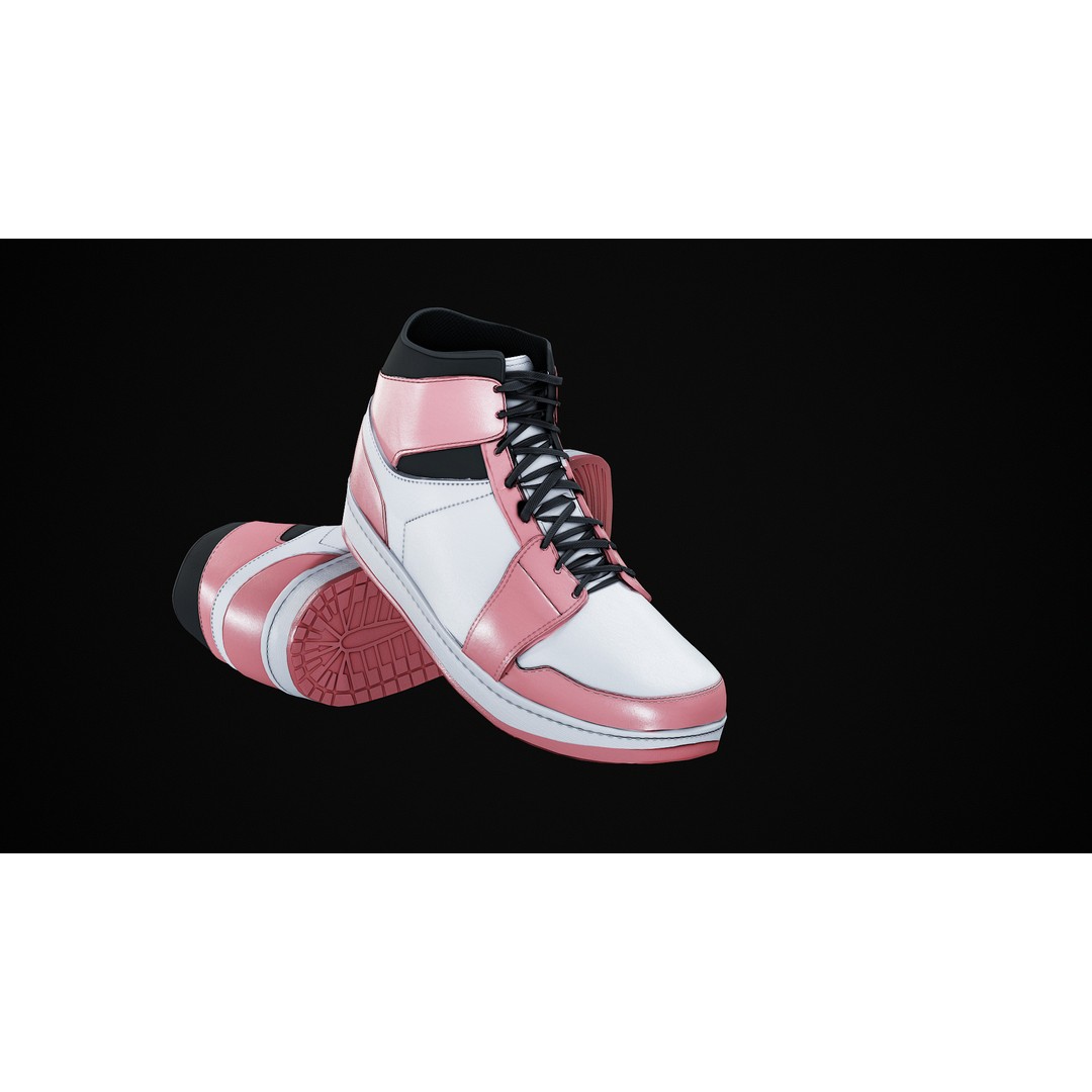 Nike Air Jordan 1 Mid 3D Model – Low-Poly Game Asset, FBX, OBJ, Blender - View 33