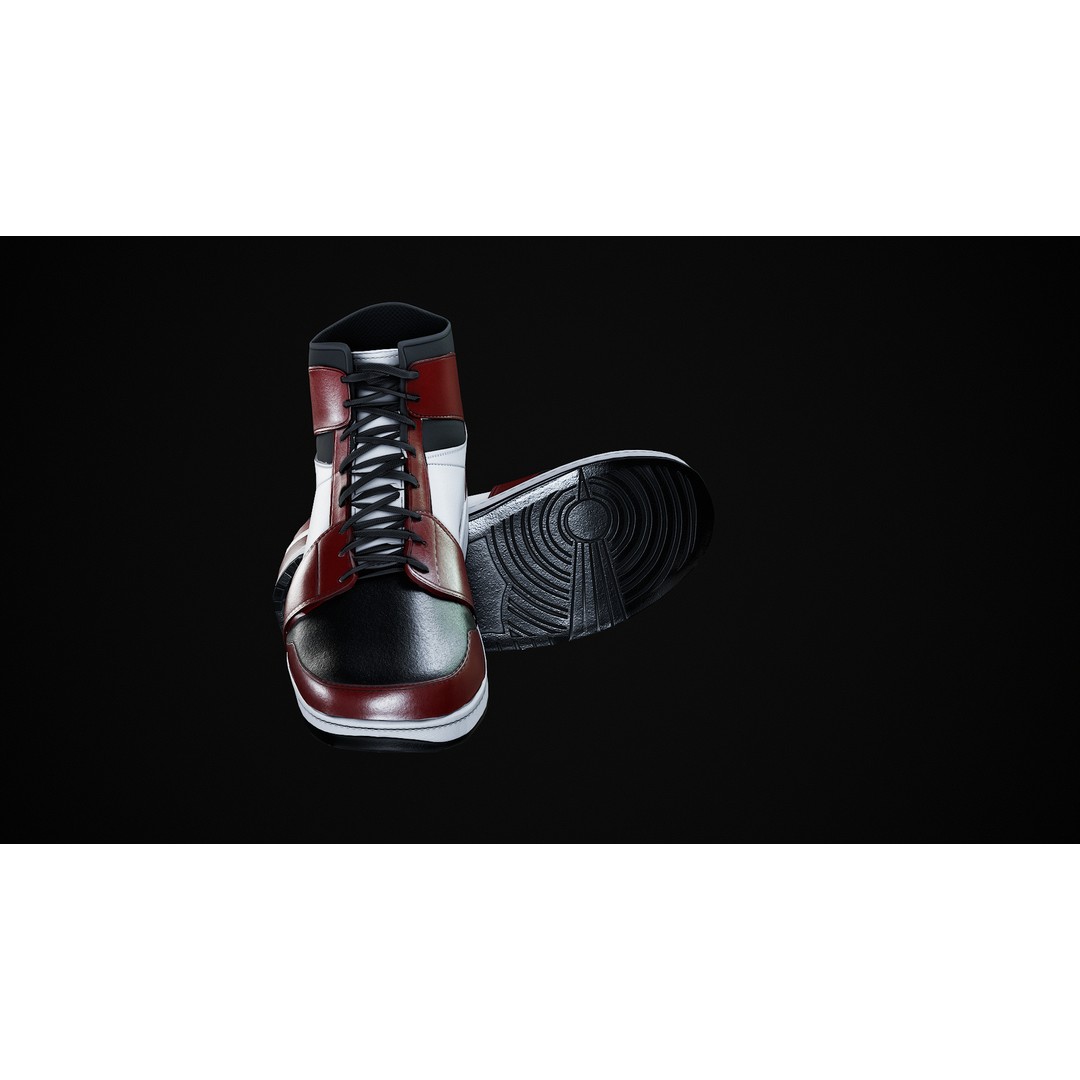 Nike Air Jordan 1 Mid 3D Model – Low-Poly Game Asset, FBX, OBJ, Blender - View 34