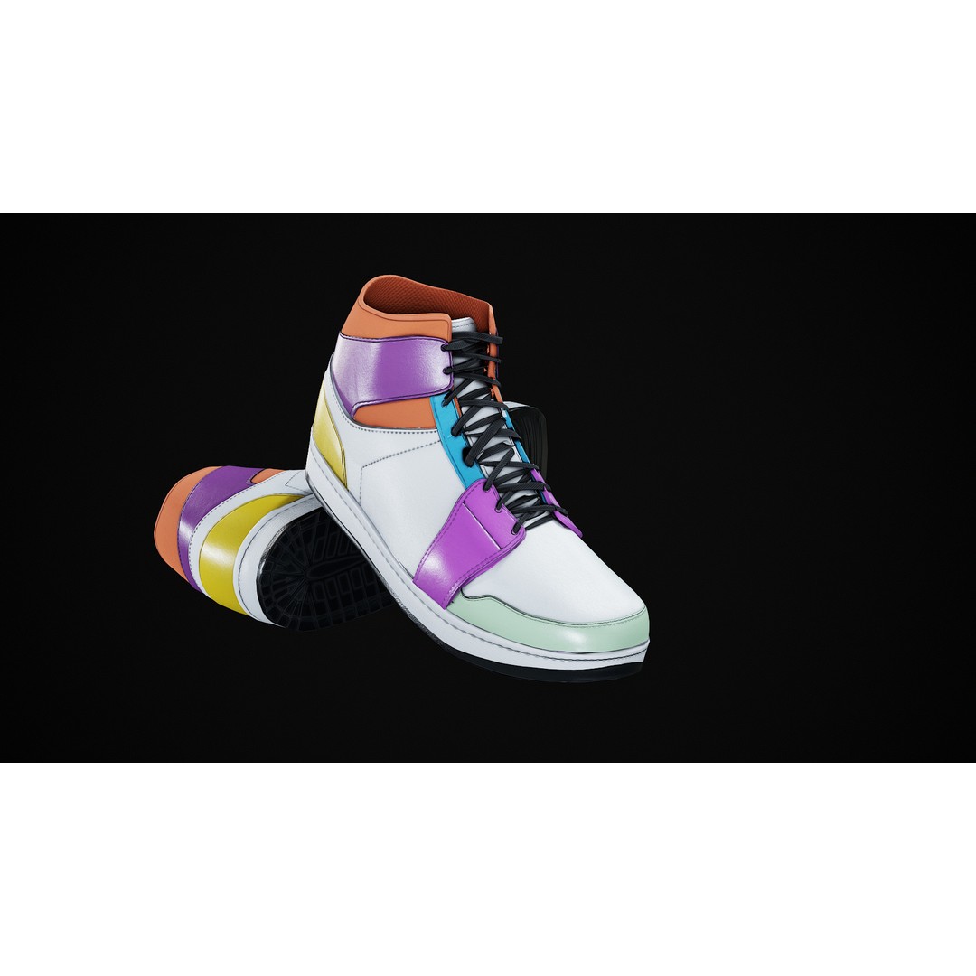 Nike Air Jordan 1 Mid 3D Model – Low-Poly Game Asset, FBX, OBJ, Blender - View 36