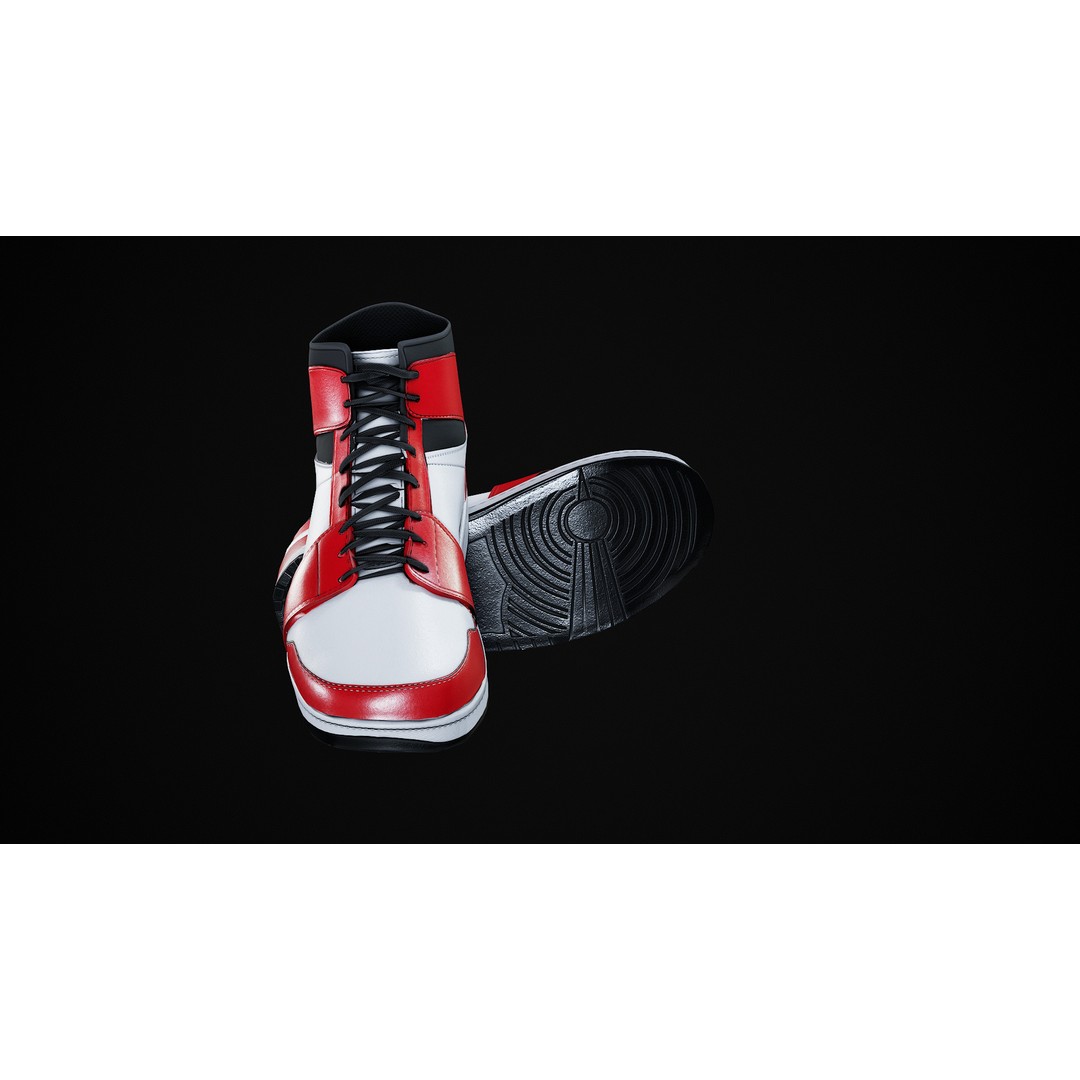 Nike Air Jordan 1 Mid 3D Model – Low-Poly Game Asset, FBX, OBJ, Blender - View 37