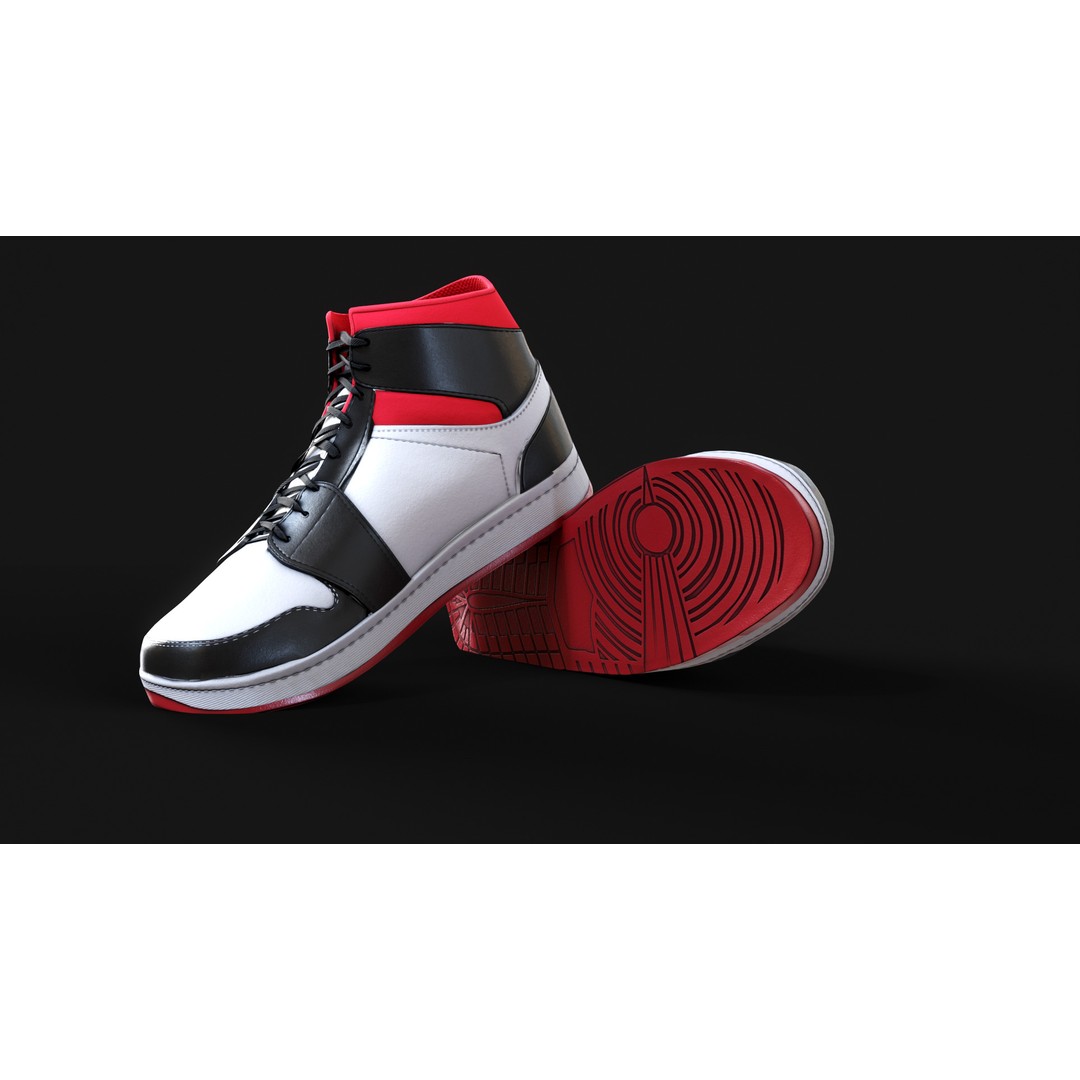 Nike Air Jordan 1 Mid 3D Model – Low-Poly Game Asset, FBX, OBJ, Blender - View 5