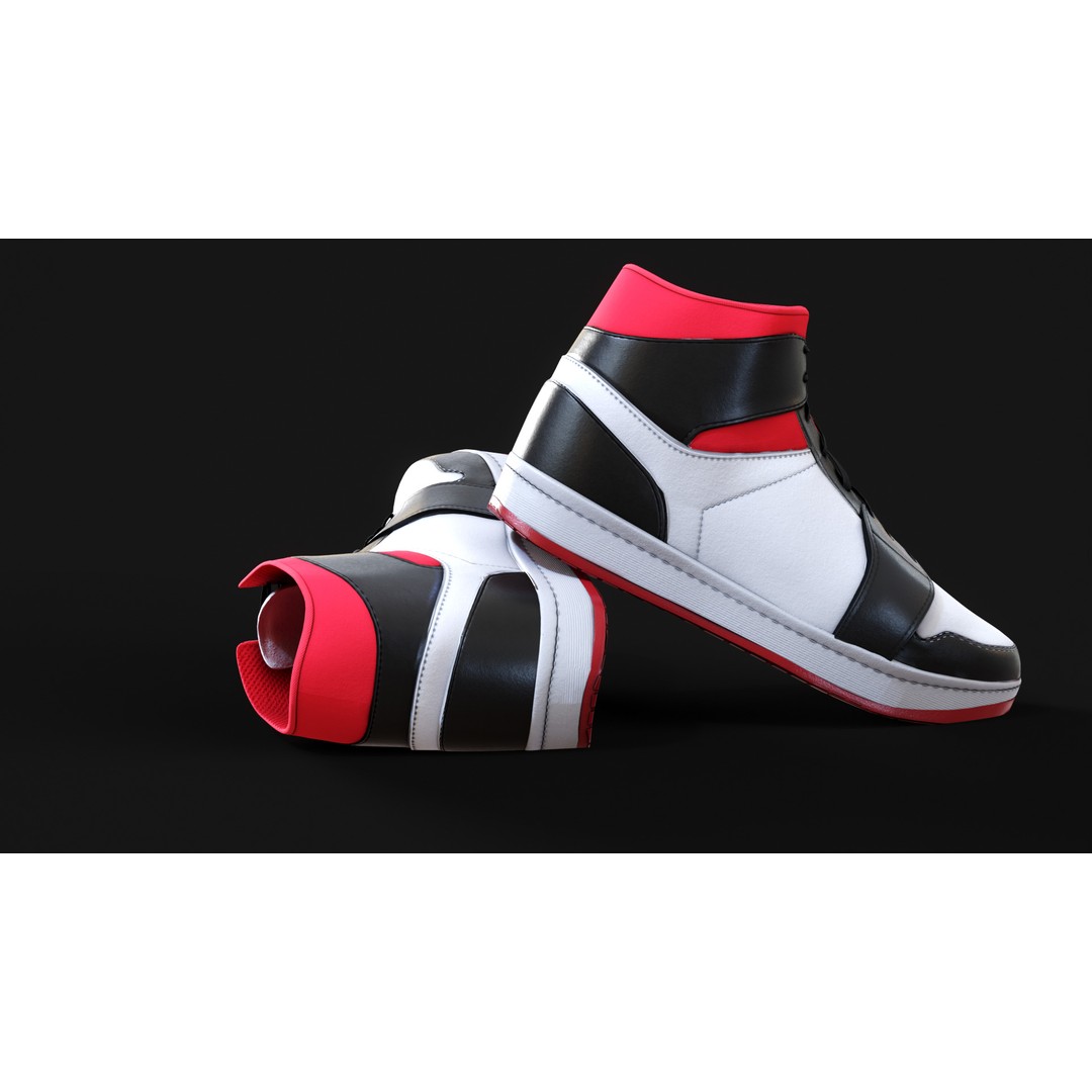 Nike Air Jordan 1 Mid 3D Model – Low-Poly Game Asset, FBX, OBJ, Blender - View 6