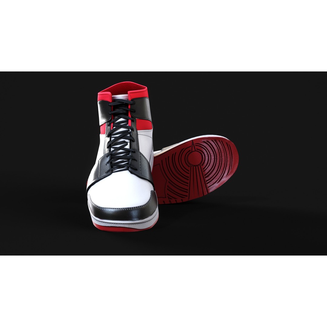 Nike Air Jordan 1 Mid 3D Model – Low-Poly Game Asset, FBX, OBJ, Blender - View 8