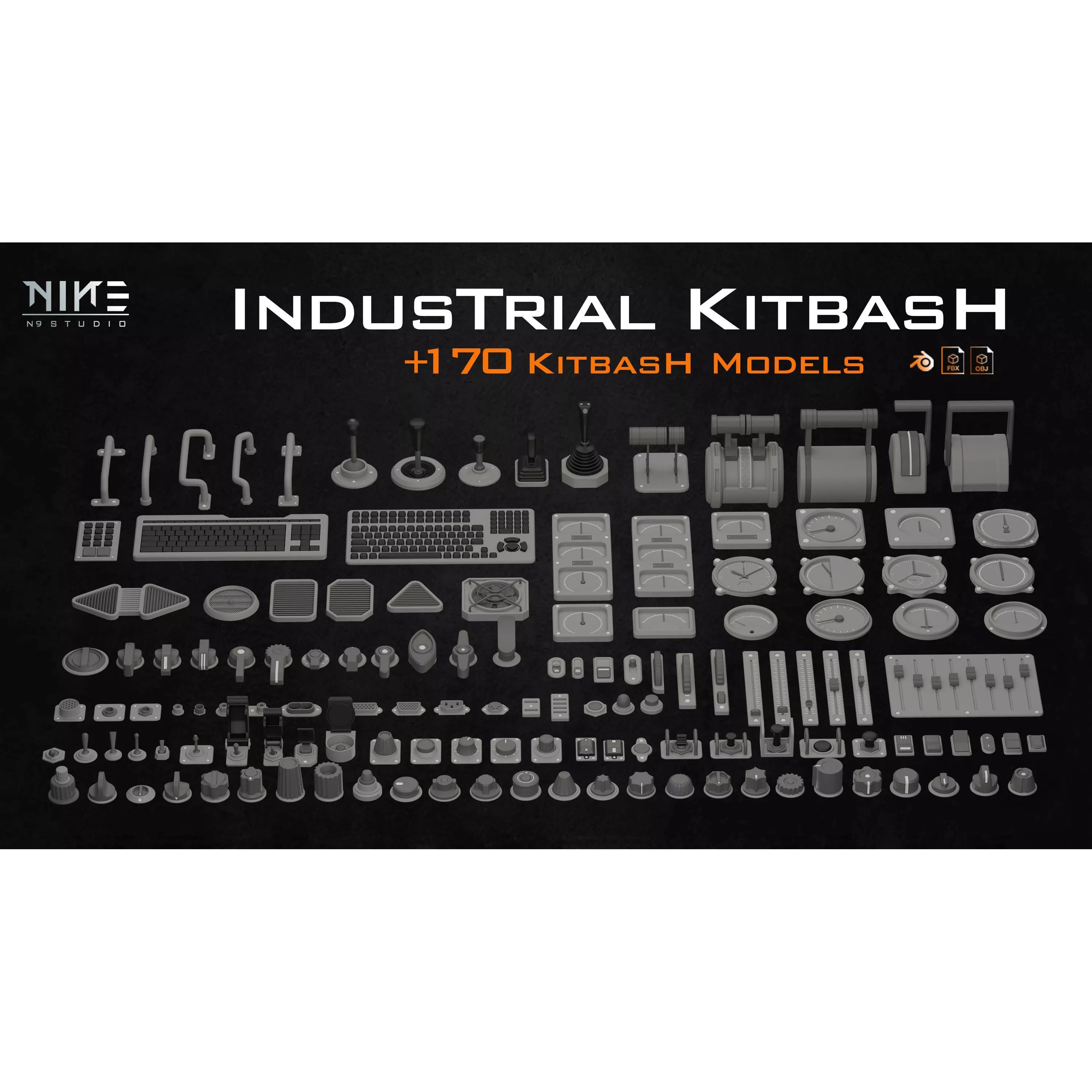 Industrial Control Panel Kitbash - Game-Ready 3D Model - View 2