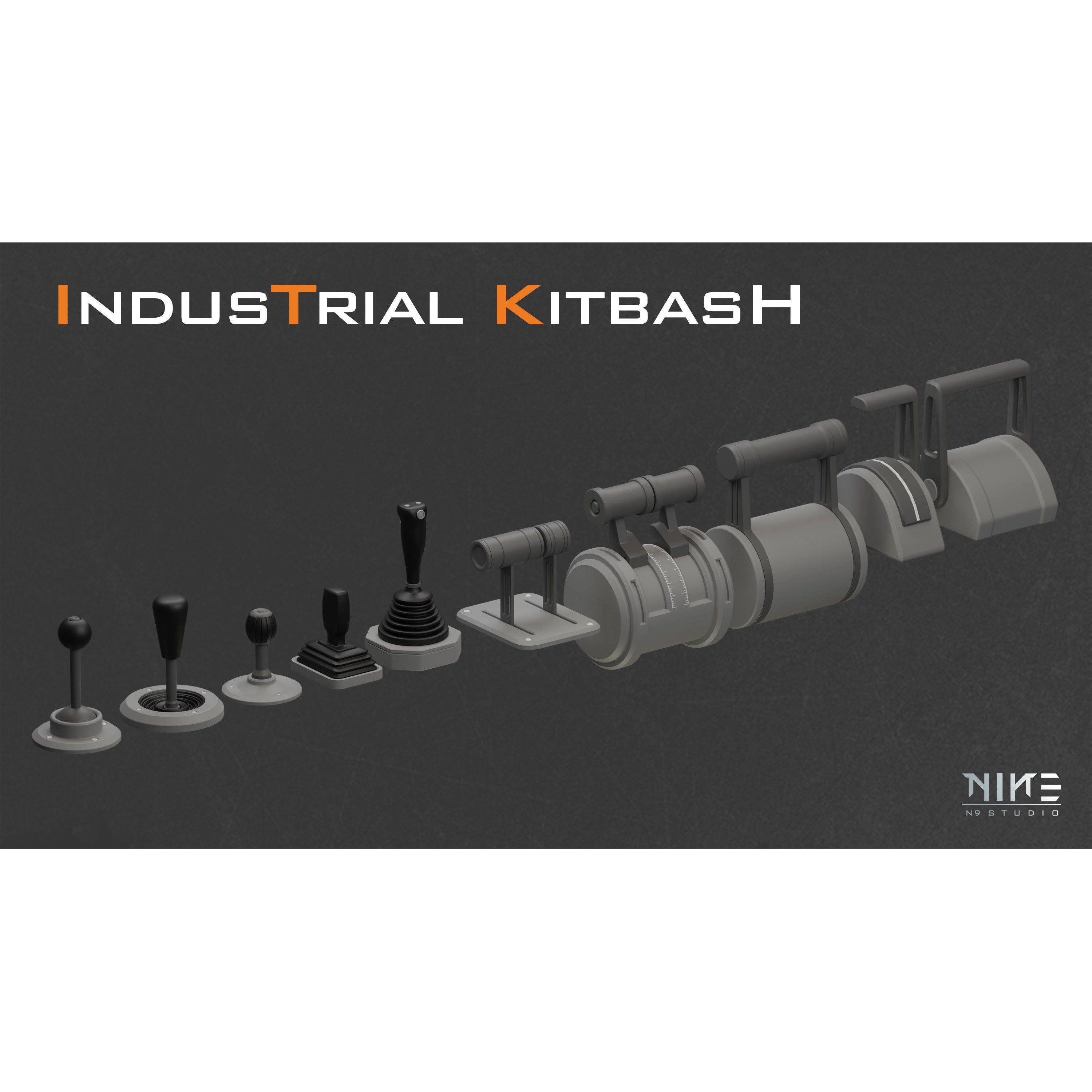 Industrial Control Panel Kitbash - Game-Ready 3D Model - View 3