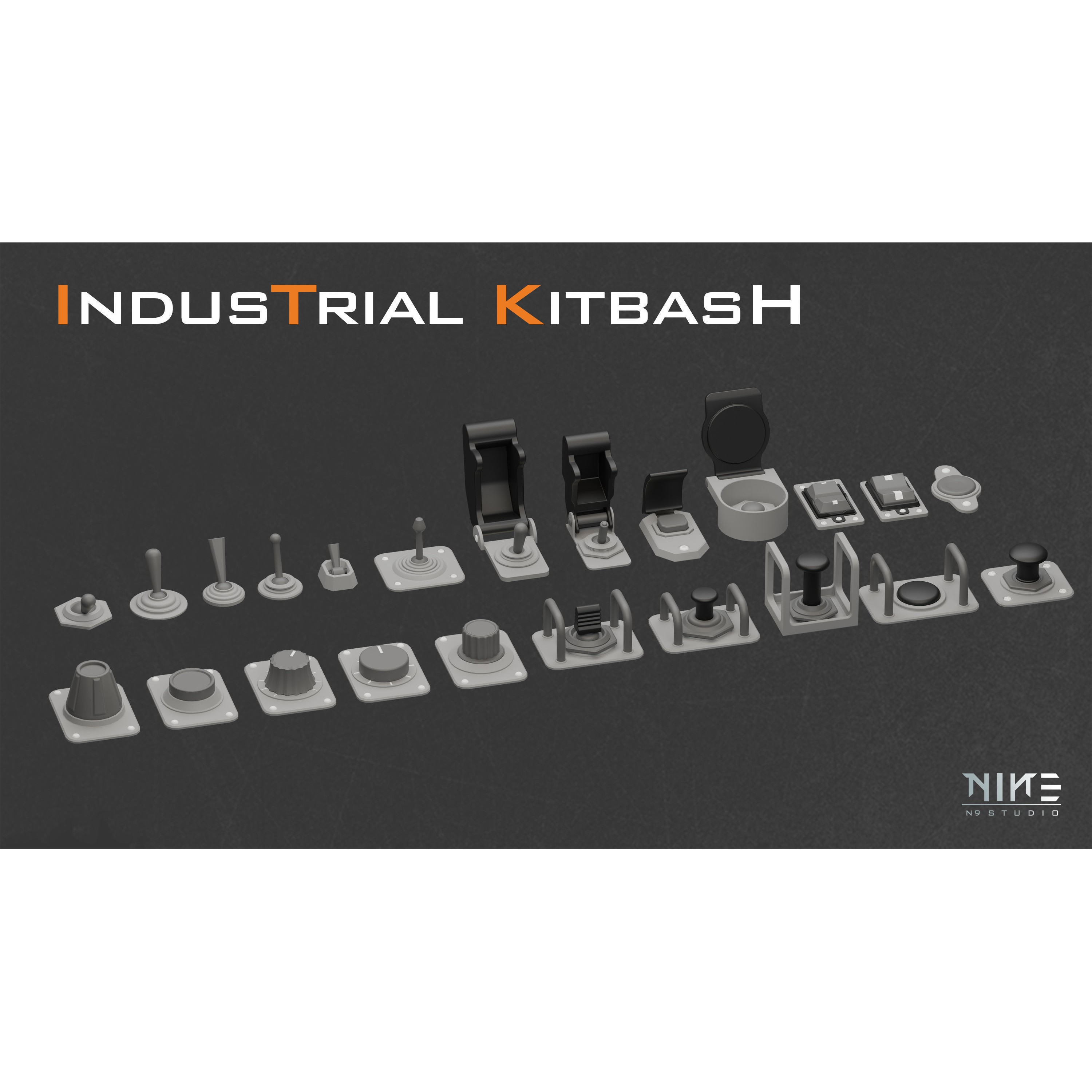 Industrial Control Panel Kitbash - Game-Ready 3D Model - View 4
