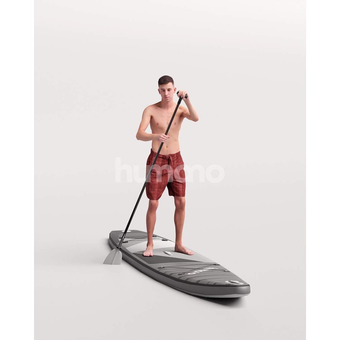 Humano Man SUP 3D Model – Realistic Posed Character, PBR Textures - View 13