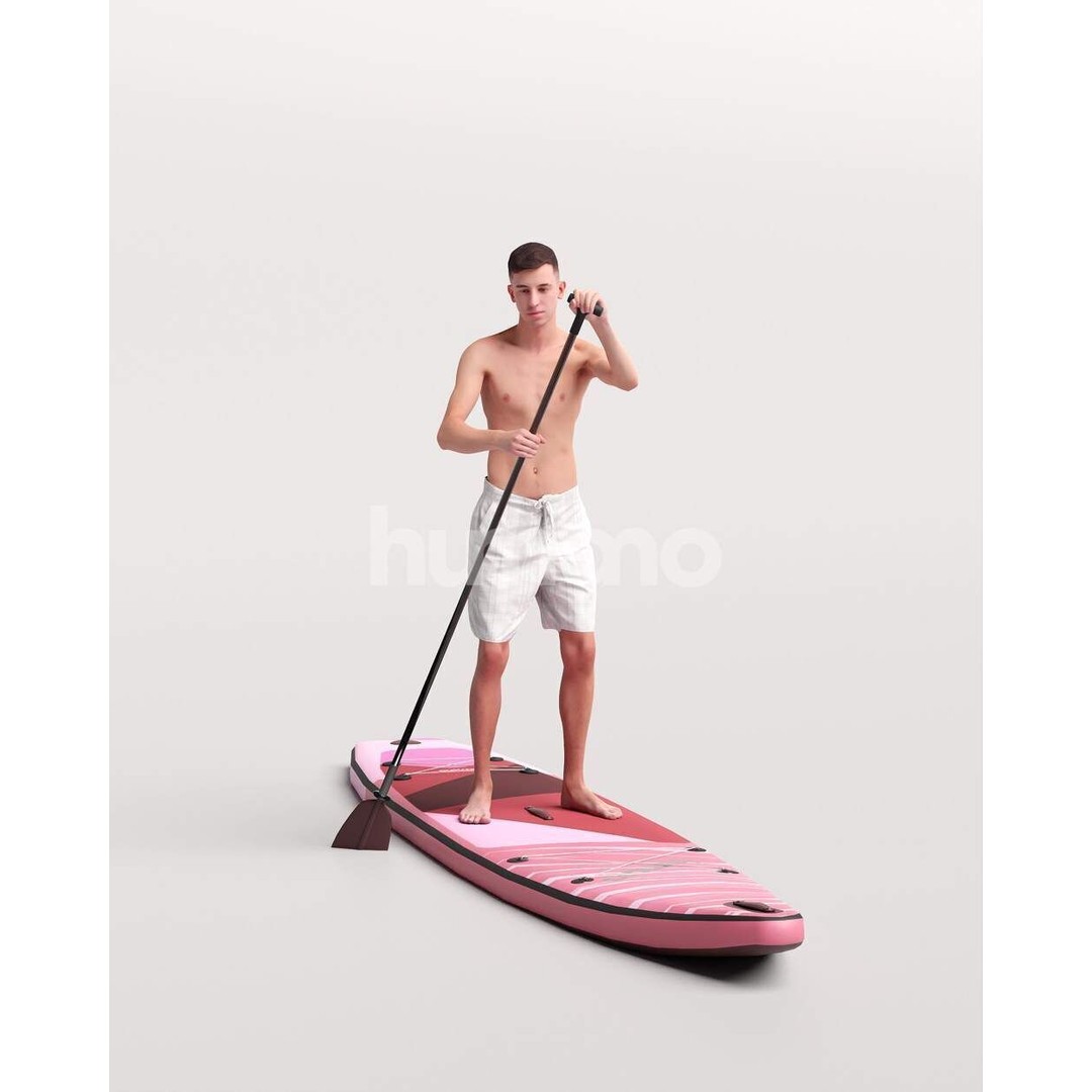 Humano Man SUP 3D Model – Realistic Posed Character, PBR Textures - View 14
