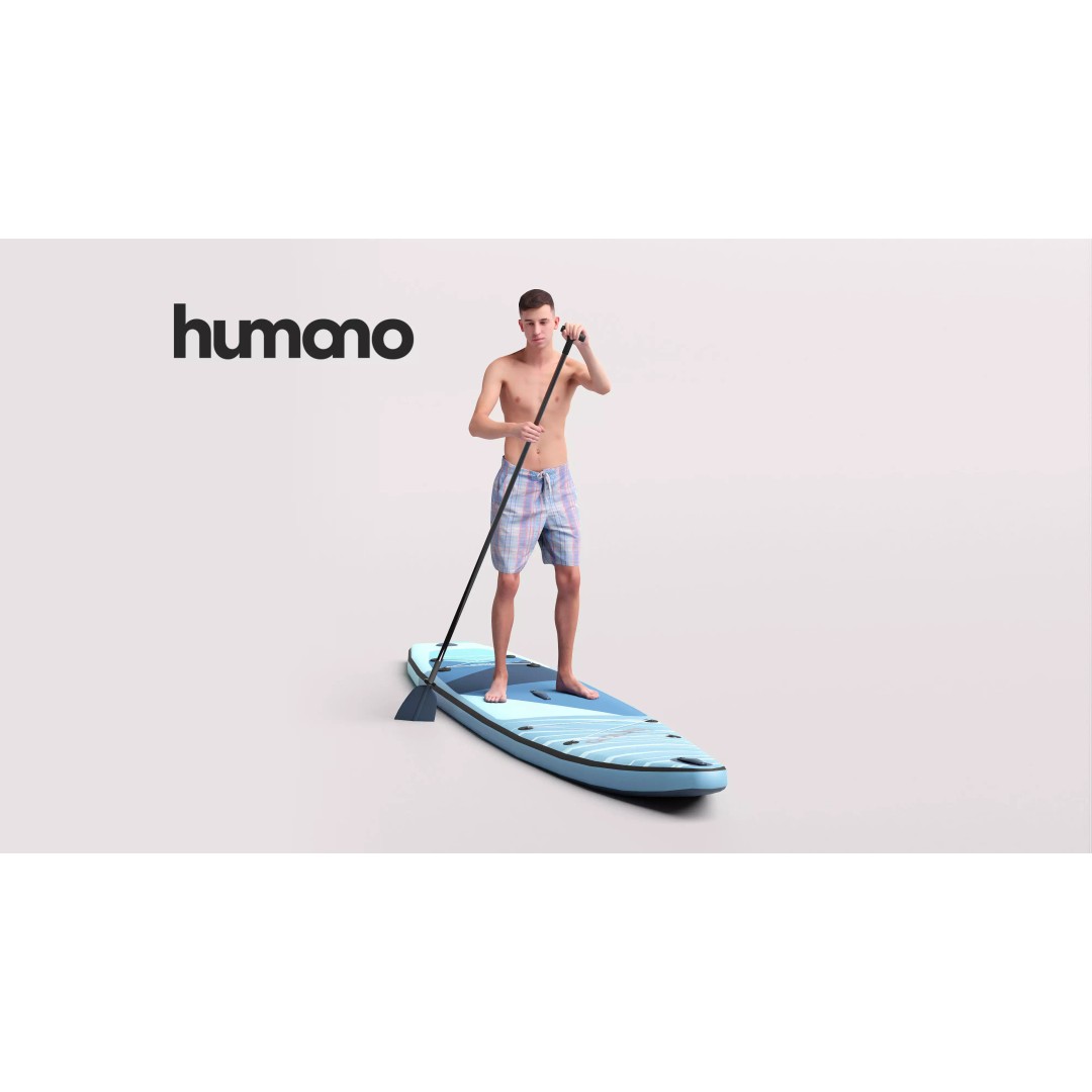 Humano Man SUP 3D Model – Realistic Posed Character, PBR Textures - View 2