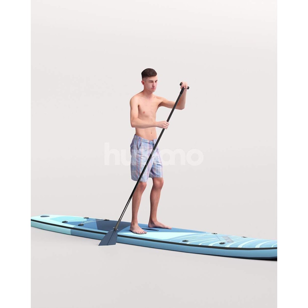 Humano Man SUP 3D Model – Realistic Posed Character, PBR Textures - View 6