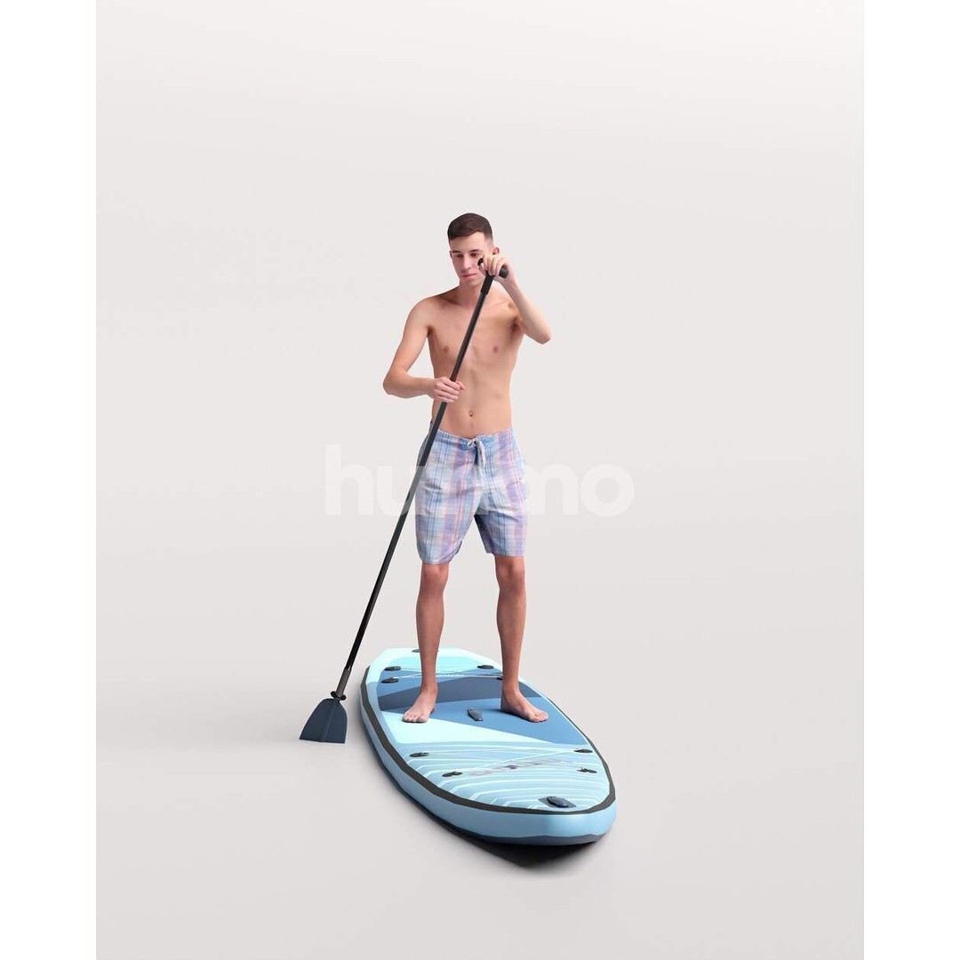 Humano Man SUP 3D Model – Realistic Posed Character, PBR Textures - View 7