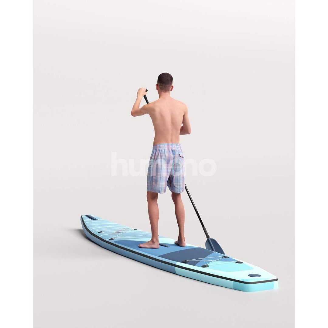 Humano Man SUP 3D Model – Realistic Posed Character, PBR Textures - View 8