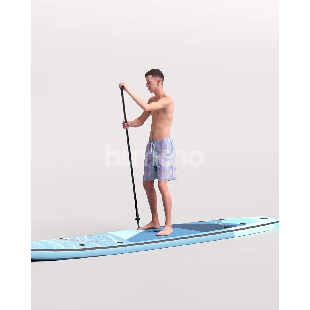 Humano Man SUP 3D Model – Realistic Posed Character, PBR Textures - View 9