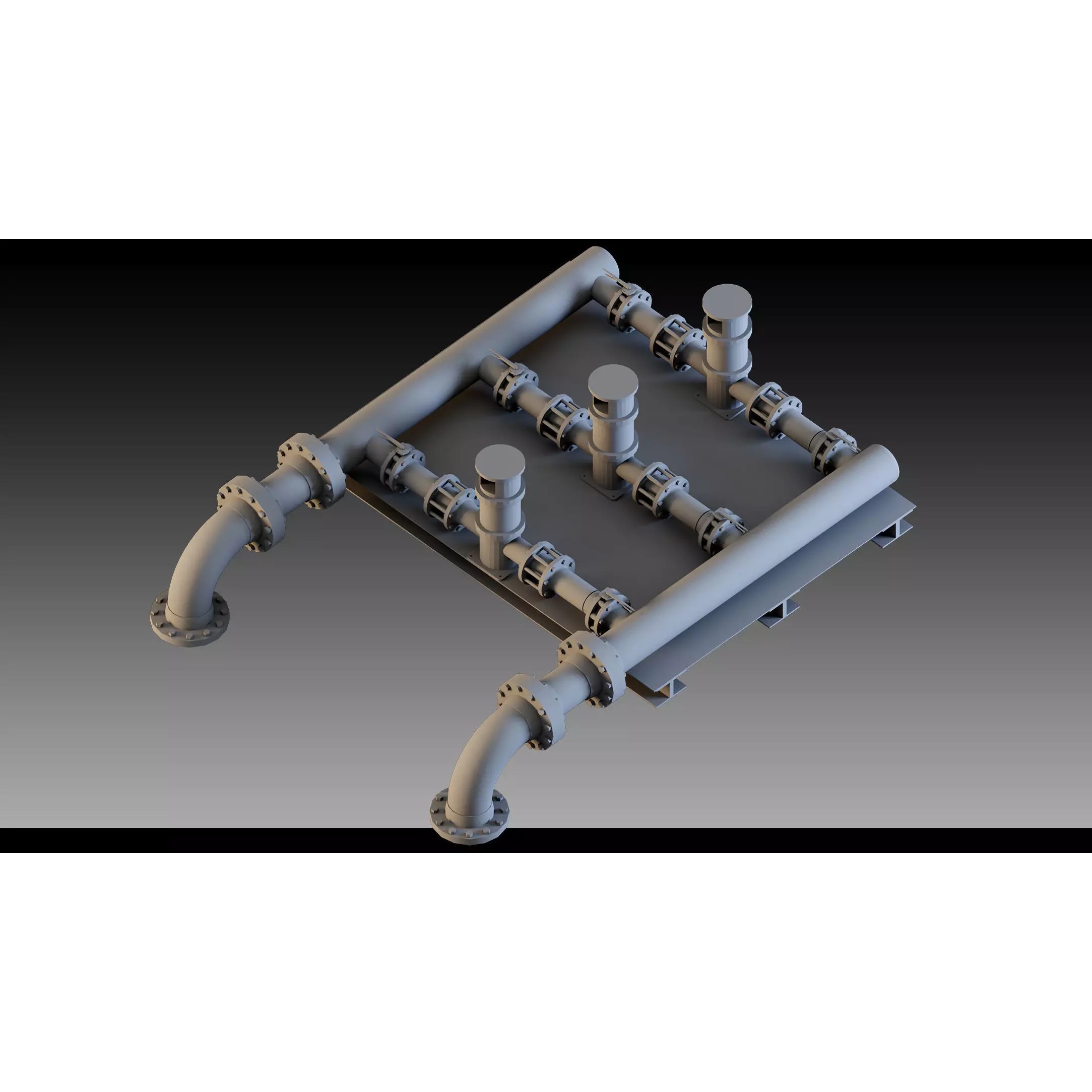Industrial Pipes - Modular Pipeline System 3D Model - View 10