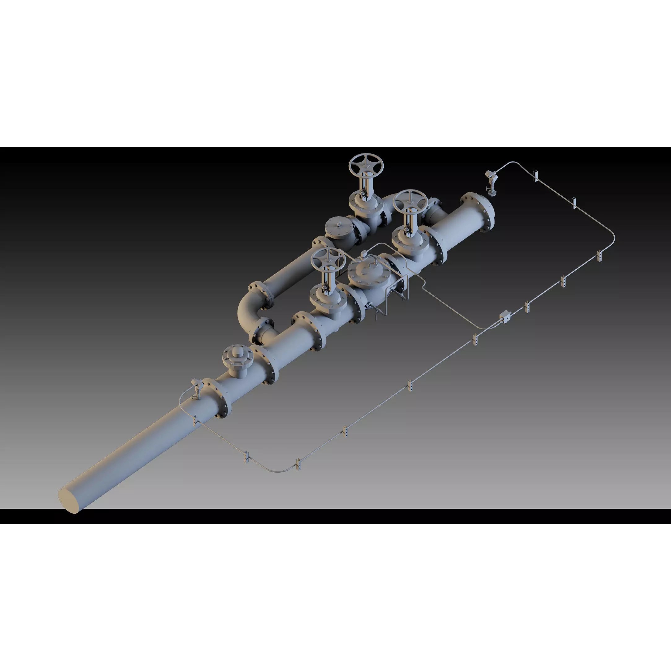 Industrial Pipes - Modular Pipeline System 3D Model - View 11