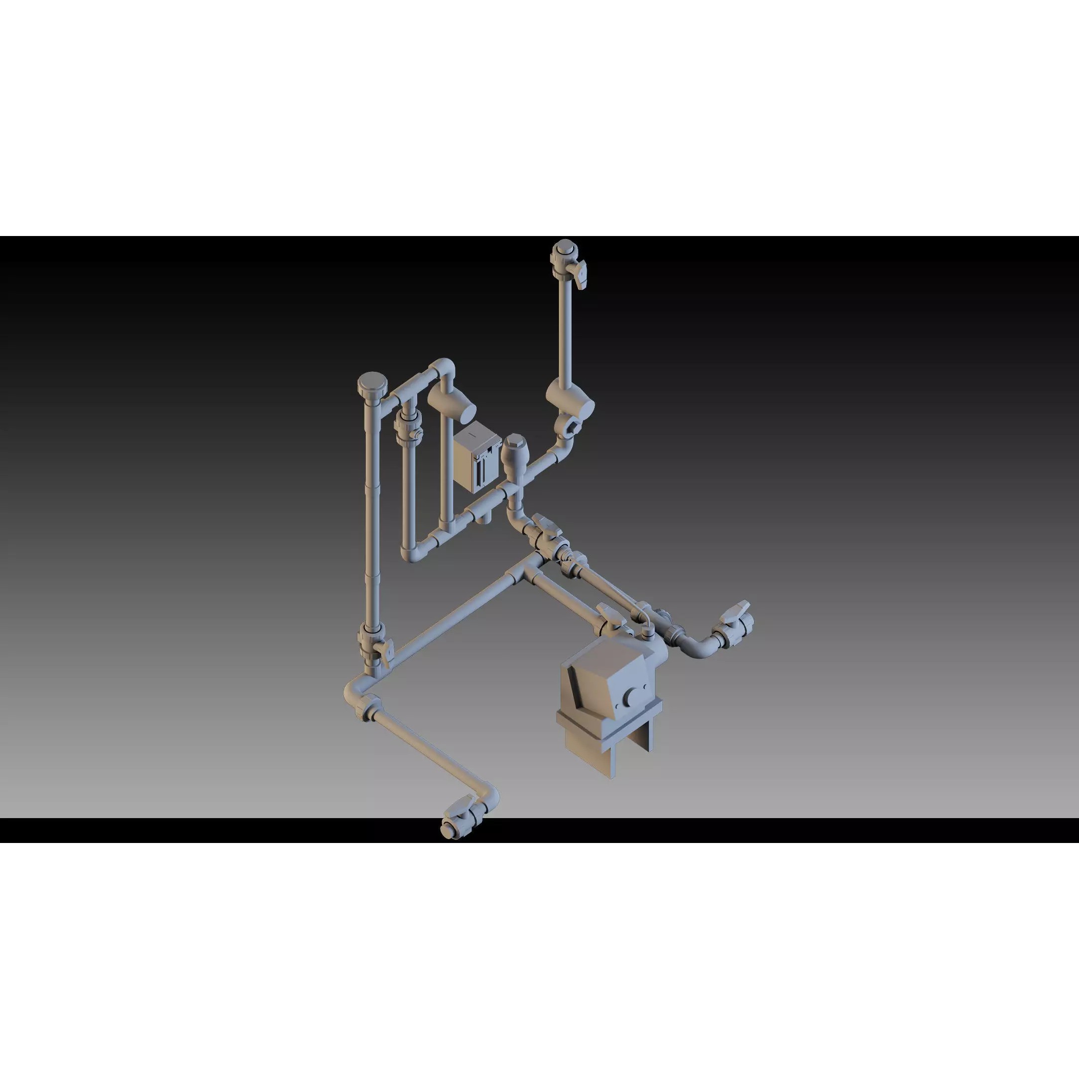 Industrial Pipes - Modular Pipeline System 3D Model - View 12