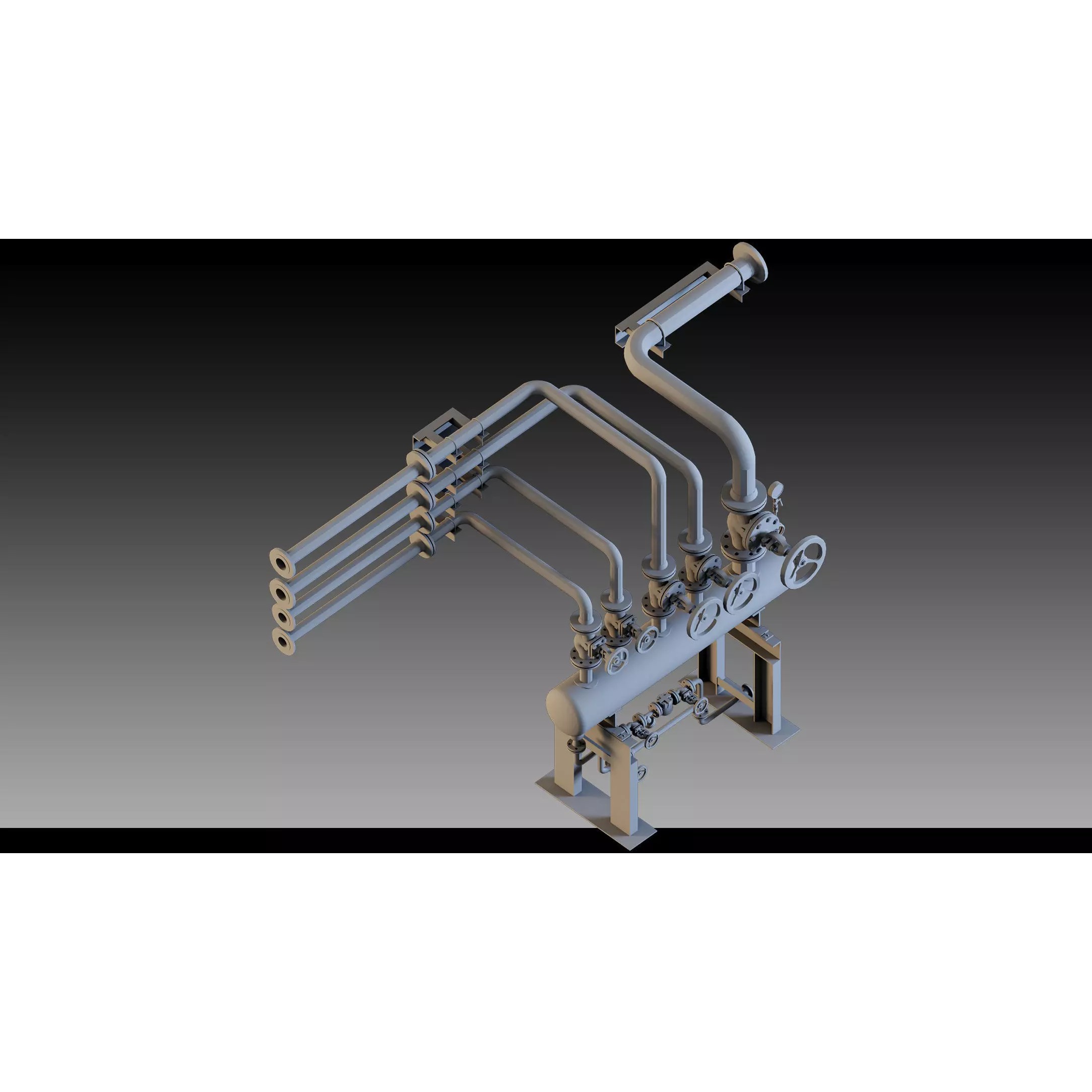 Industrial Pipes - Modular Pipeline System 3D Model - View 3