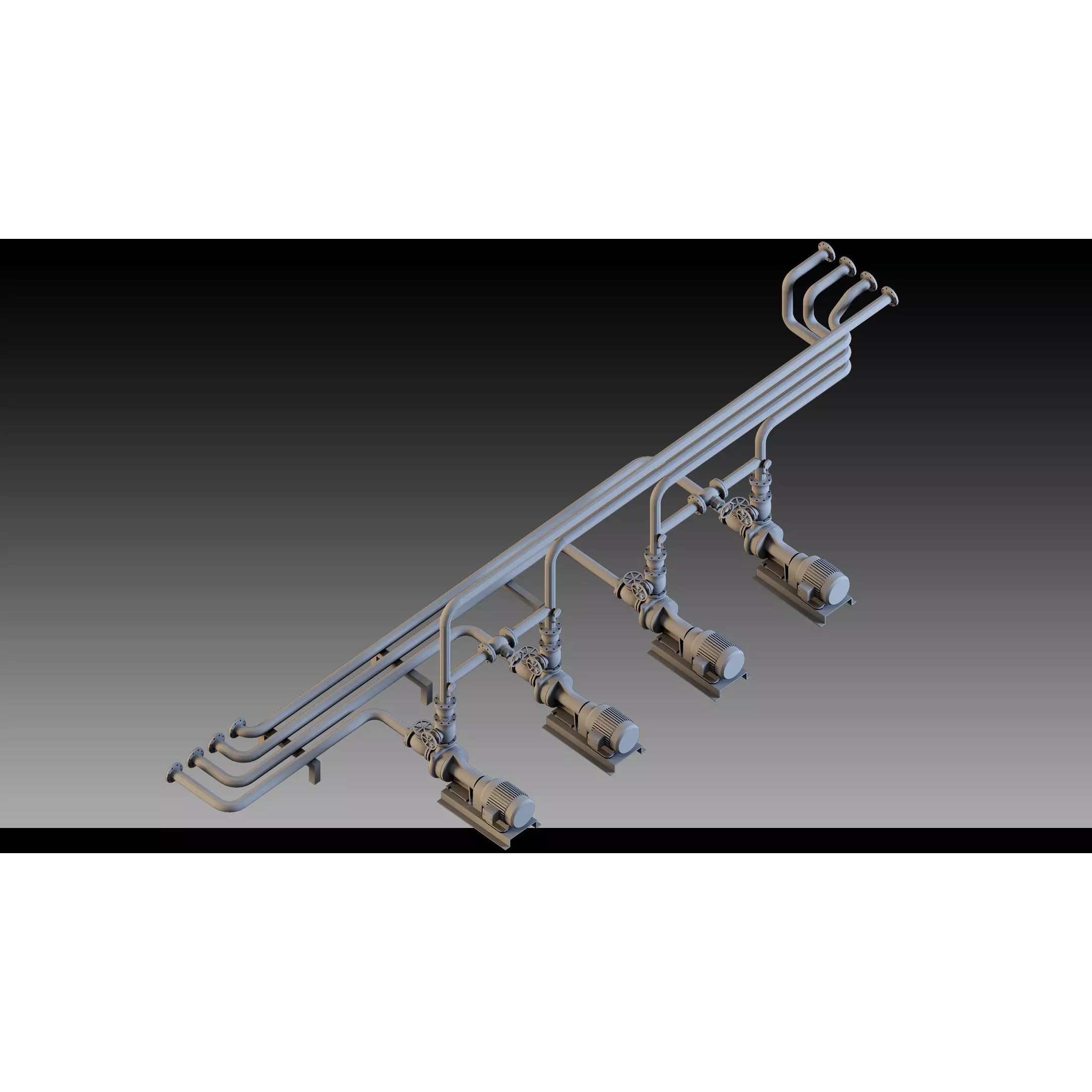 Industrial Pipes - Modular Pipeline System 3D Model - View 5