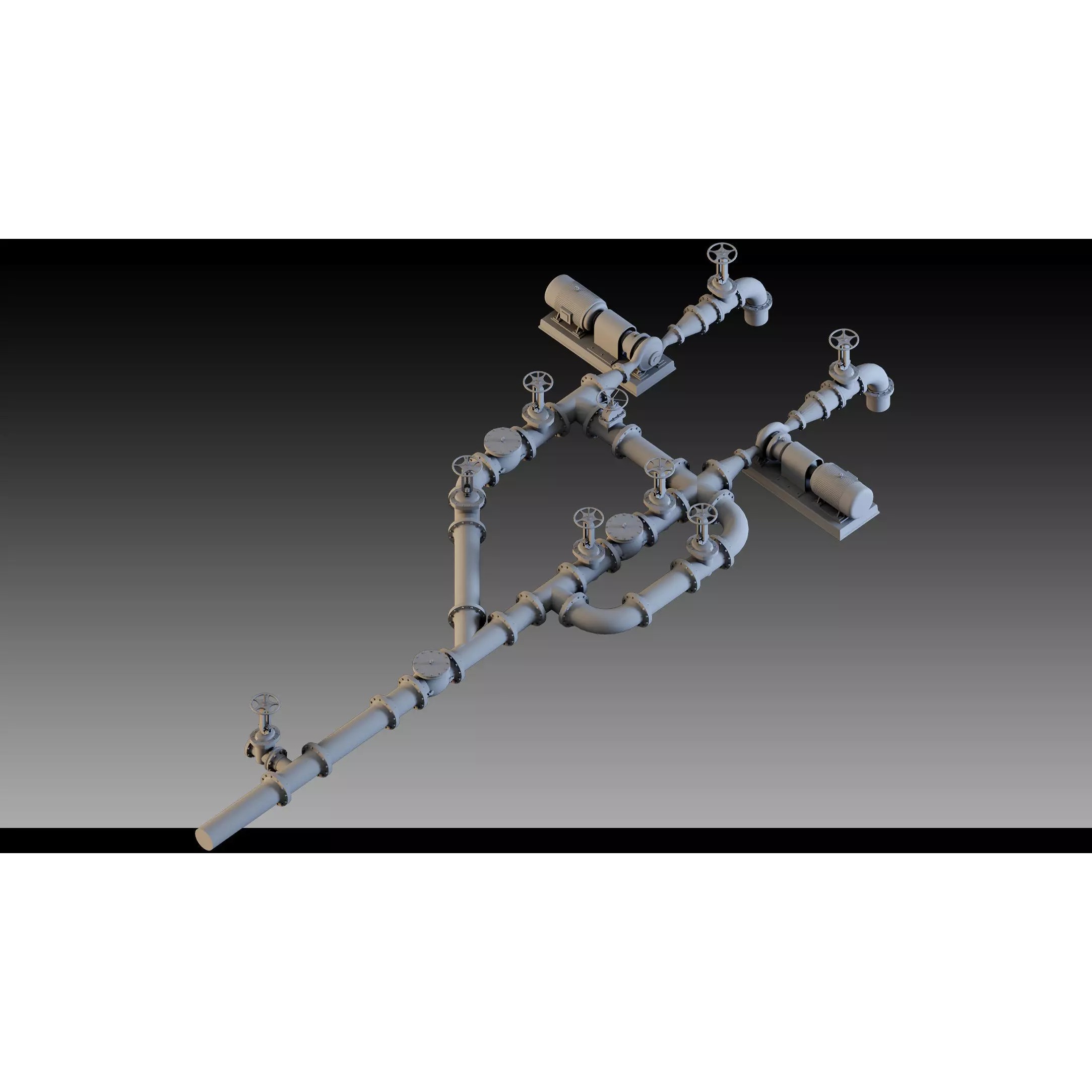 Industrial Pipes - Modular Pipeline System 3D Model - View 6