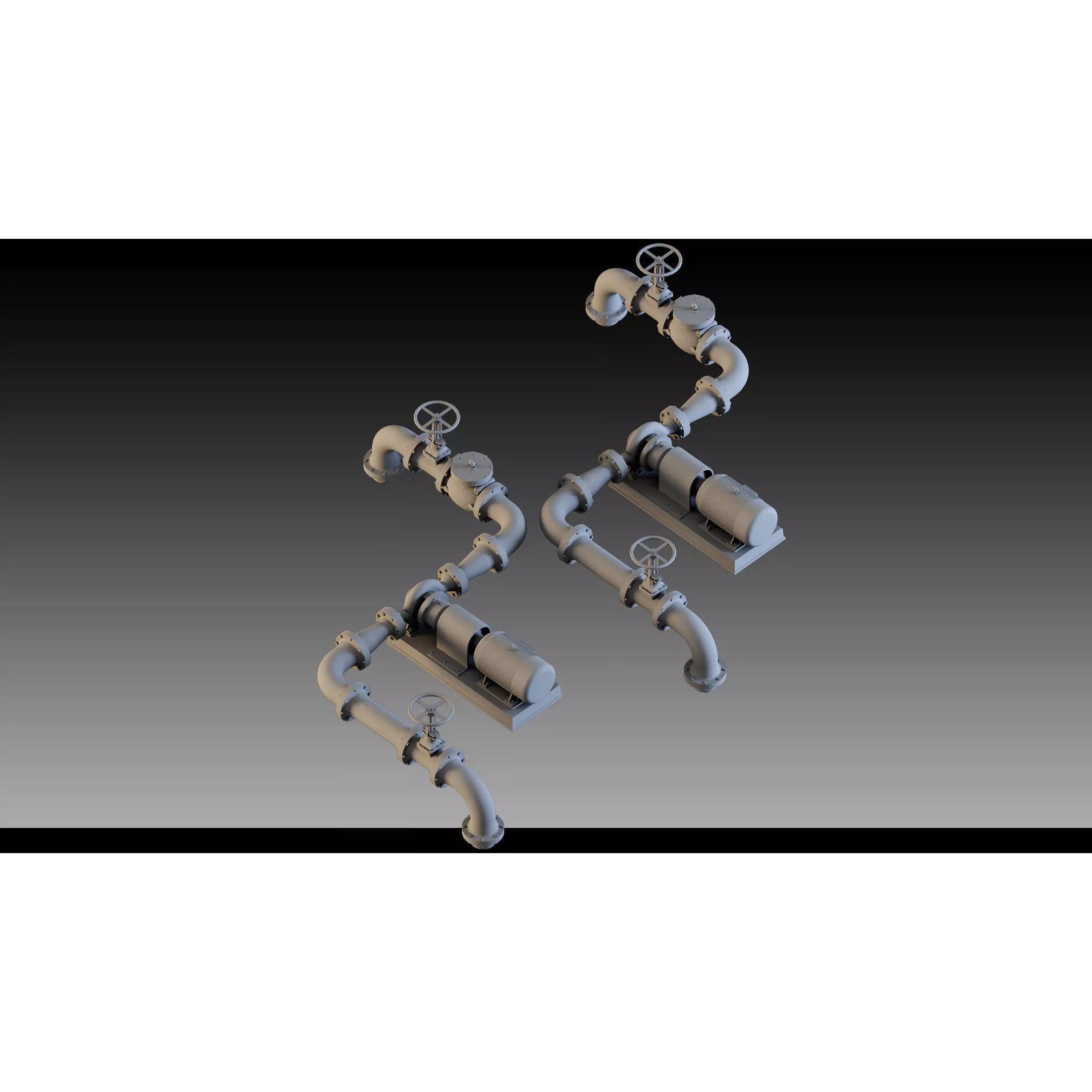 Industrial Pipes - Modular Pipeline System 3D Model - View 9