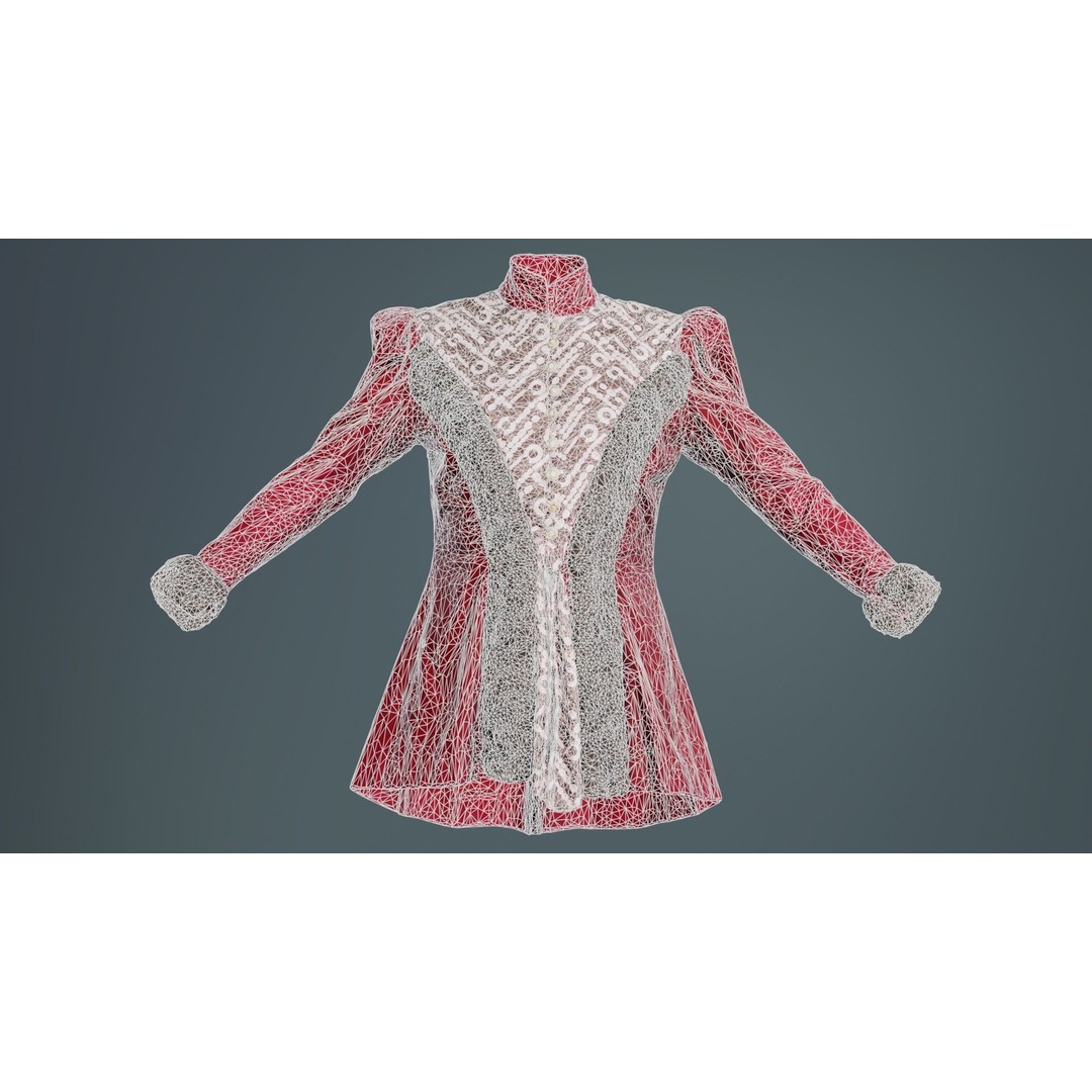 Queen Jacket 3D Model – Low Poly Outerwear with PBR Textures, FBX - View 11