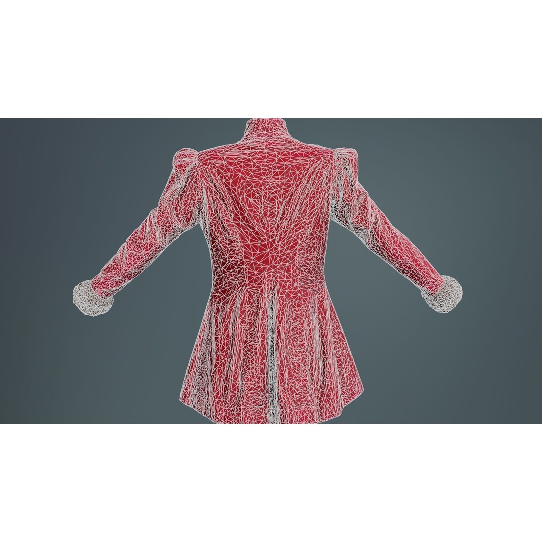 Queen Jacket 3D Model – Low Poly Outerwear with PBR Textures, FBX - View 12
