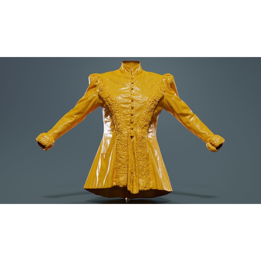 Queen Jacket 3D Model – Low Poly Outerwear with PBR Textures, FBX - View 14