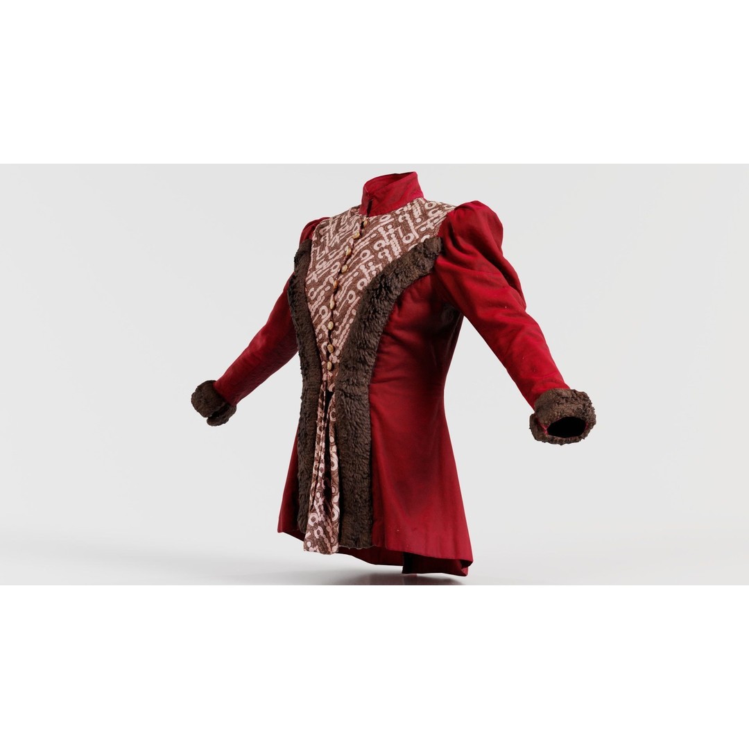 Queen Jacket 3D Model – Low Poly Outerwear with PBR Textures, FBX - View 3