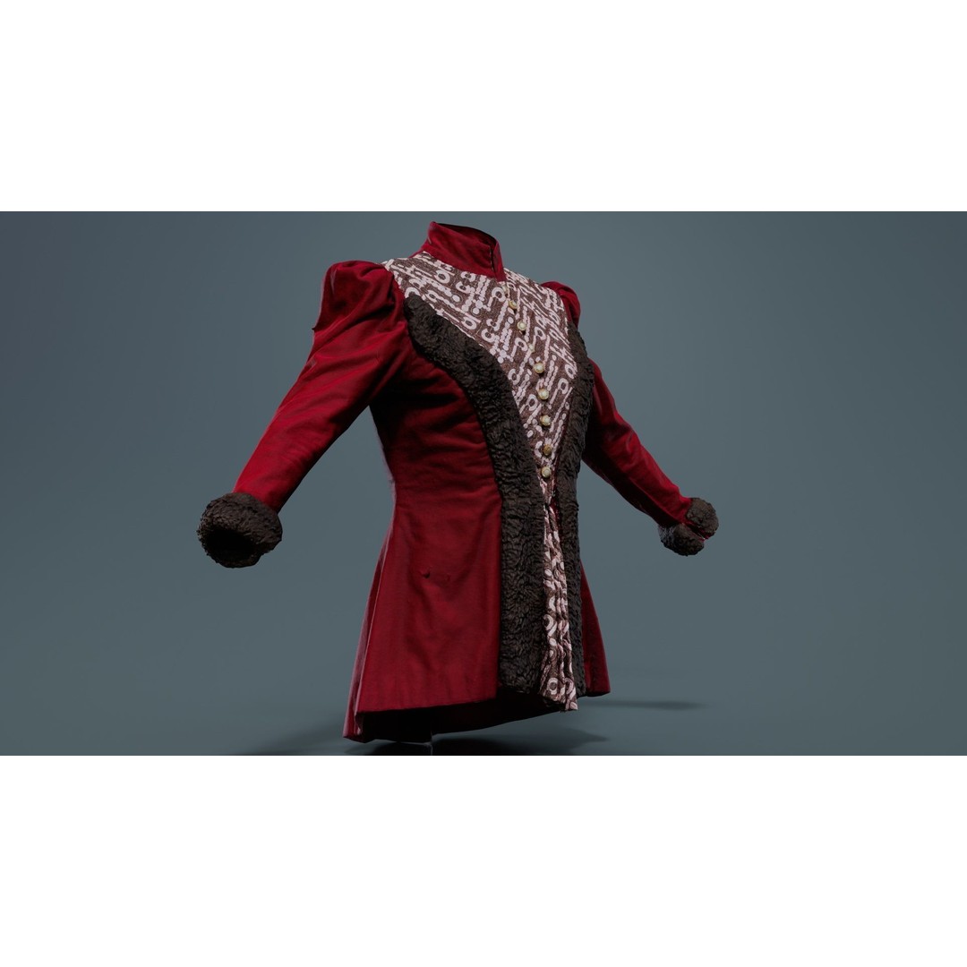 Queen Jacket 3D Model – Low Poly Outerwear with PBR Textures, FBX - View 5