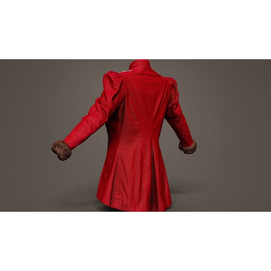 Queen Jacket 3D Model – Low Poly Outerwear with PBR Textures, FBX - View 6