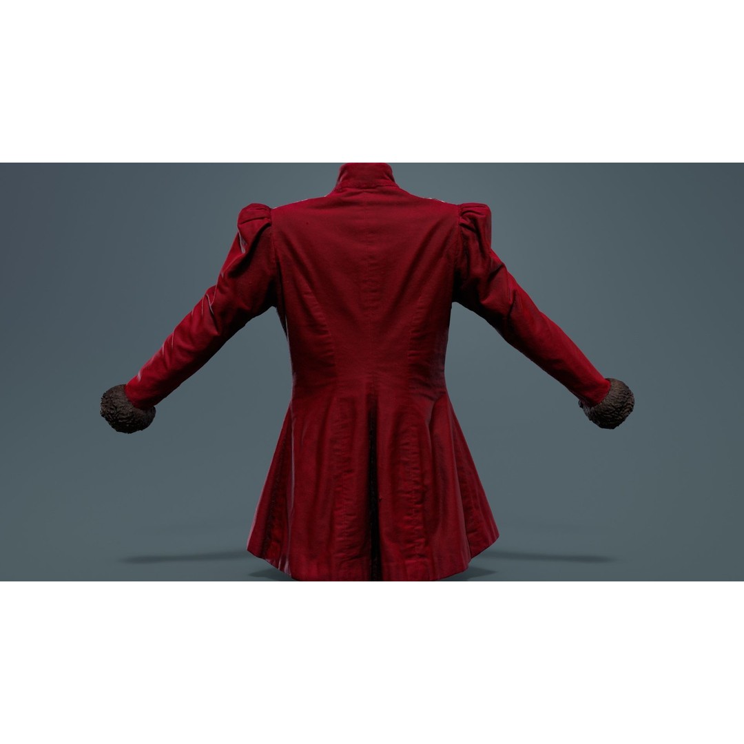 Queen Jacket 3D Model – Low Poly Outerwear with PBR Textures, FBX - View 9