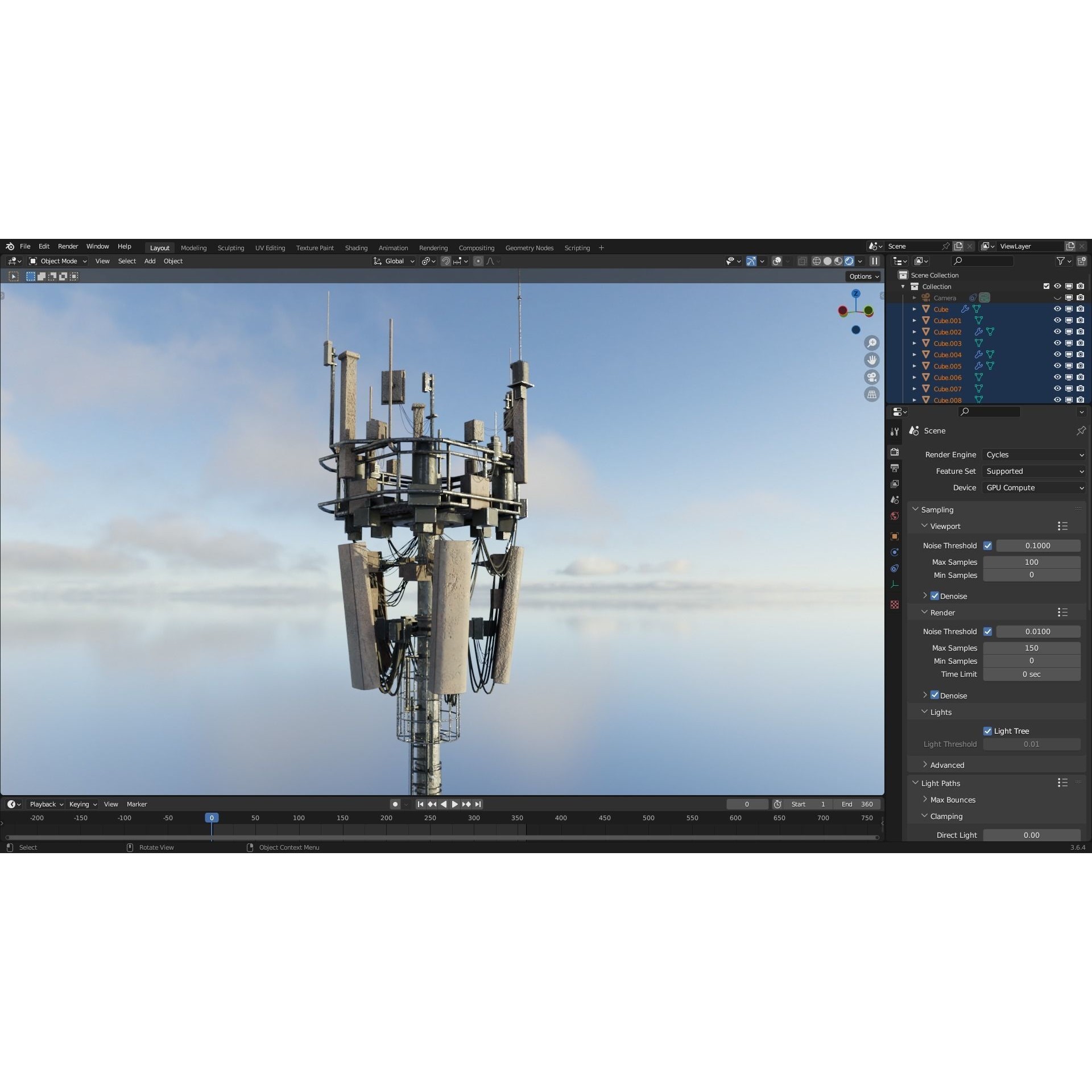 Antenna Tower - Low-Poly Game-Ready 3D Model - View 3