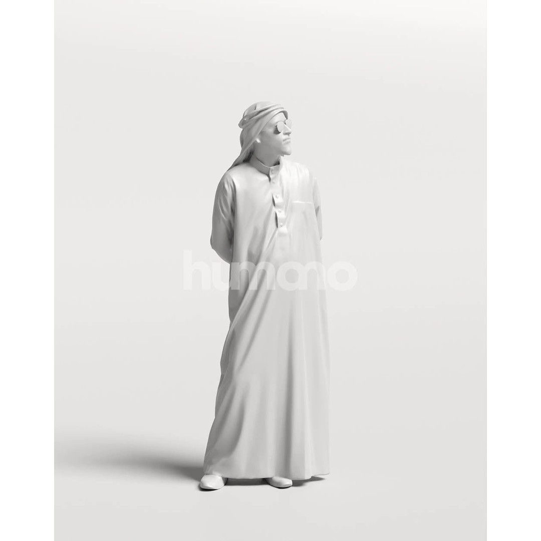Arab Man in Thobe 3D Model – Realistic Character Asset, PBR Textures