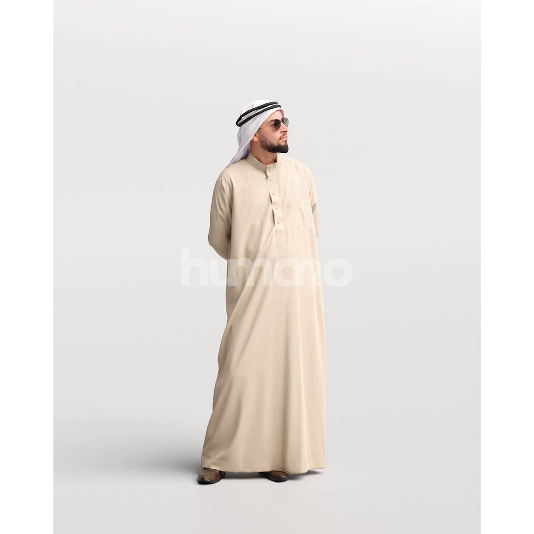 Arab Man in Thobe 3D Model – Realistic Character Asset, PBR Textures - View 11